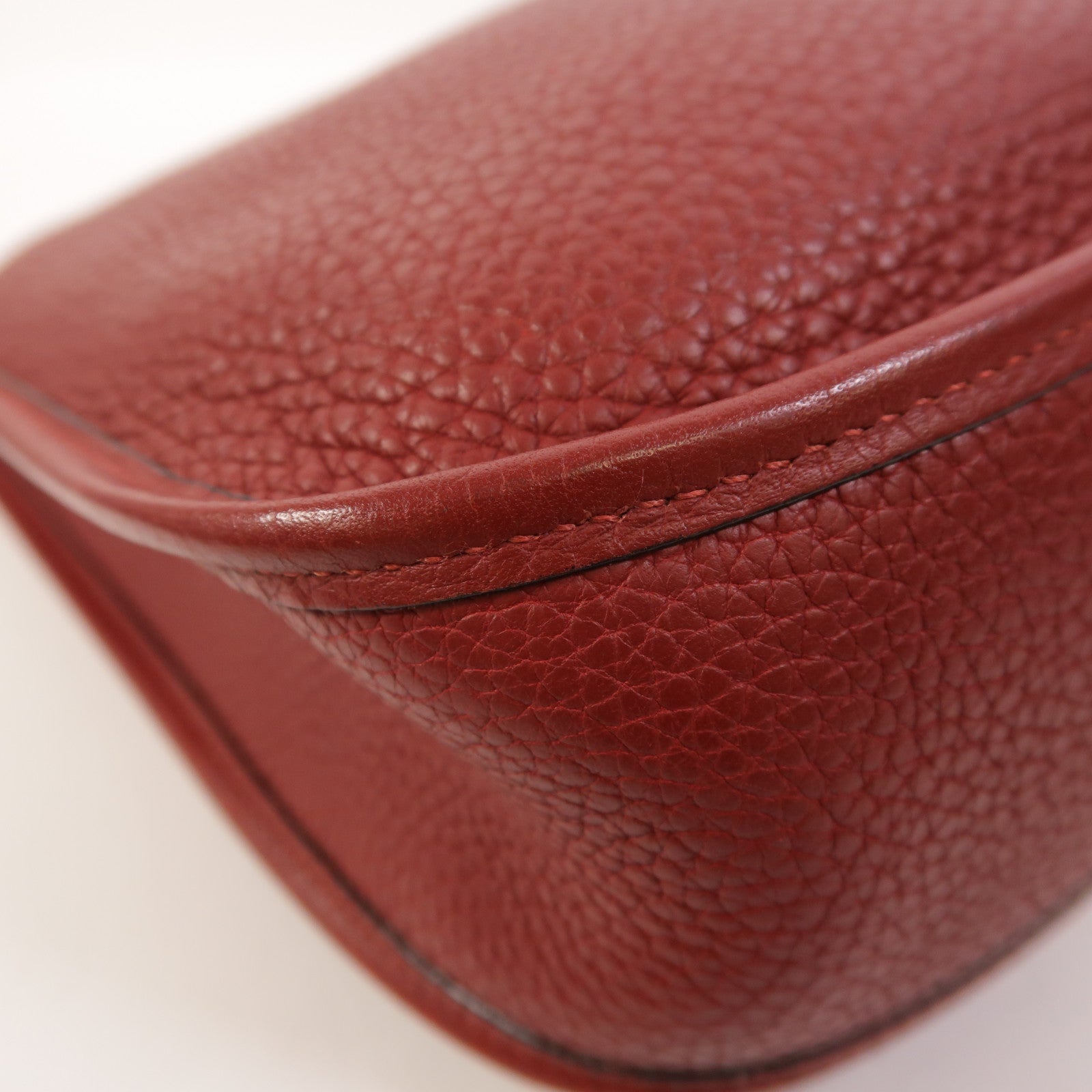 HERMES Clemence皮革Evelyne PM銀扣肩背袋Rouge H