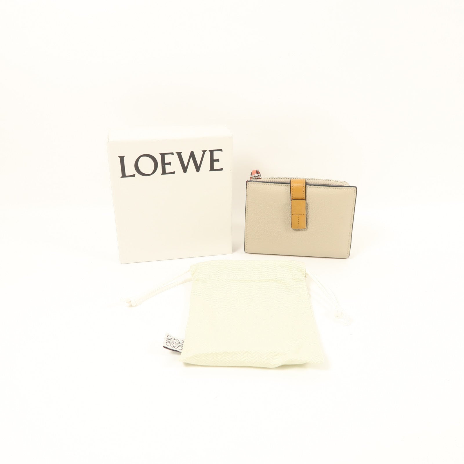 LOEWE SHW Fold Wallet Calfskin Leather Khaki
