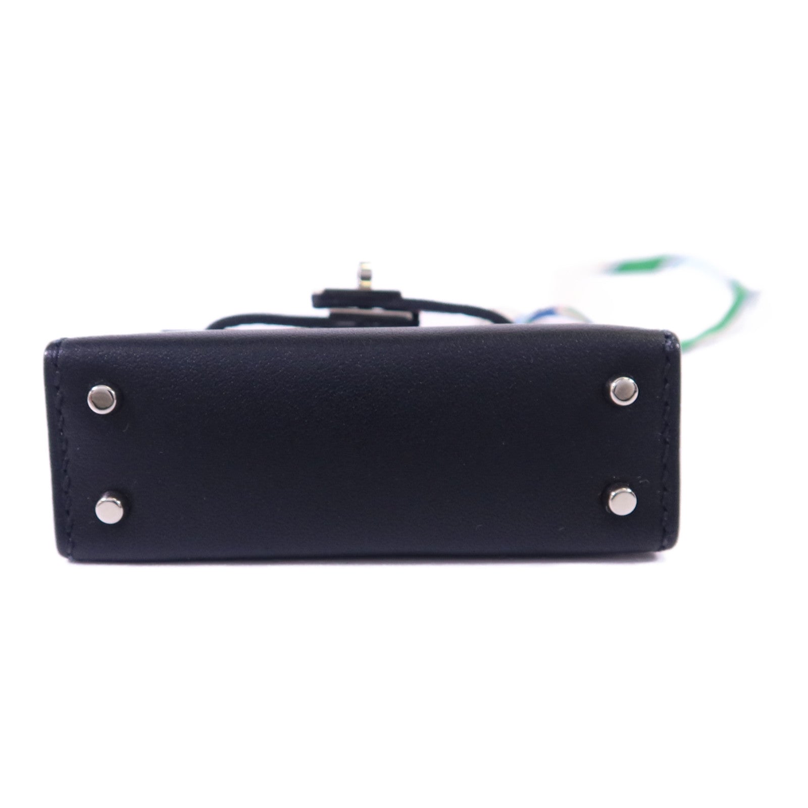 HERMES Tadelakt皮革Kelly Bag Charm 銀扣掛飾Noir