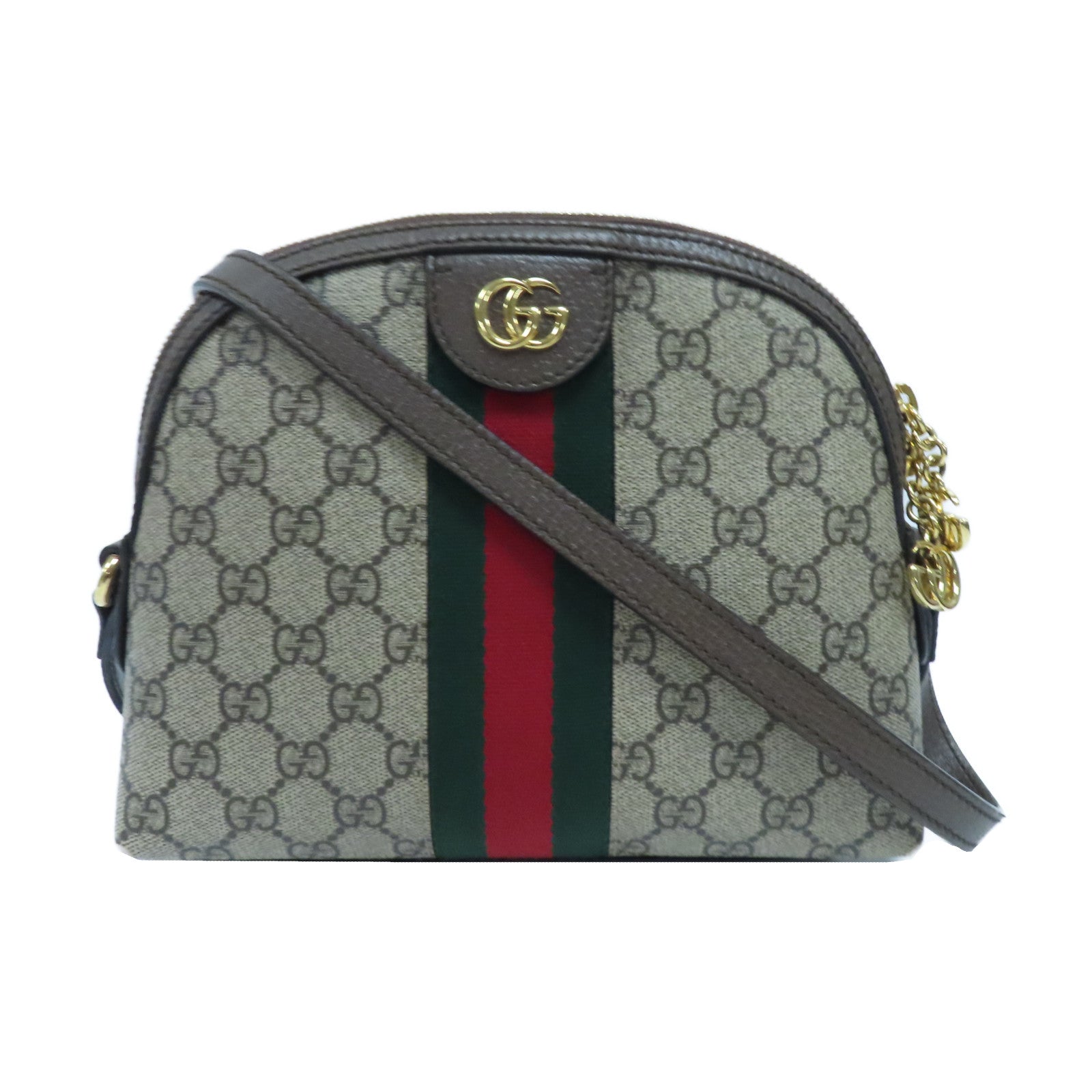 GUCCI 塗層帆布Ophidia GG金扣肩背袋啡色