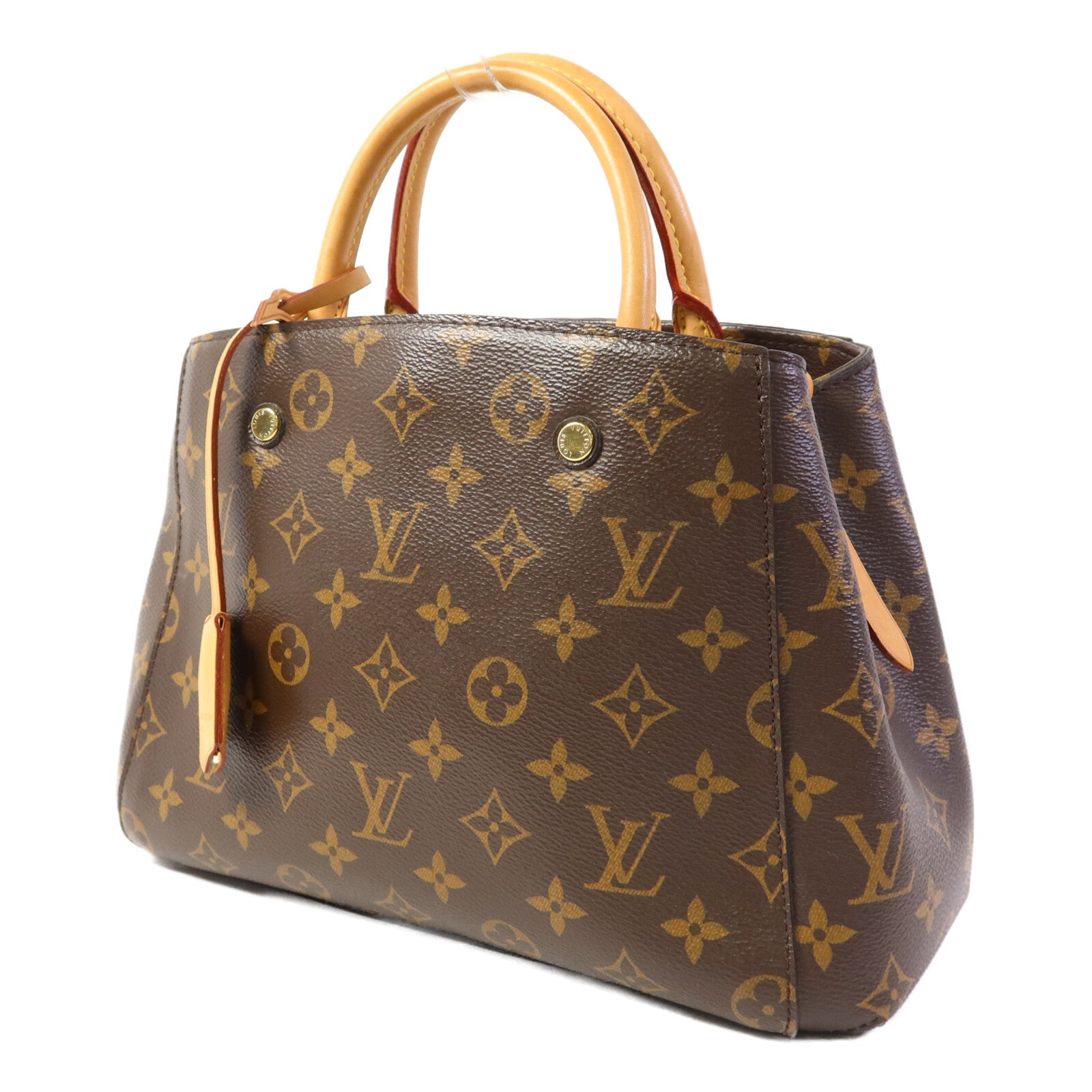 LOUIS VUITTON Monogram Montaigne BB金扣手挽肩背兩用袋棕色