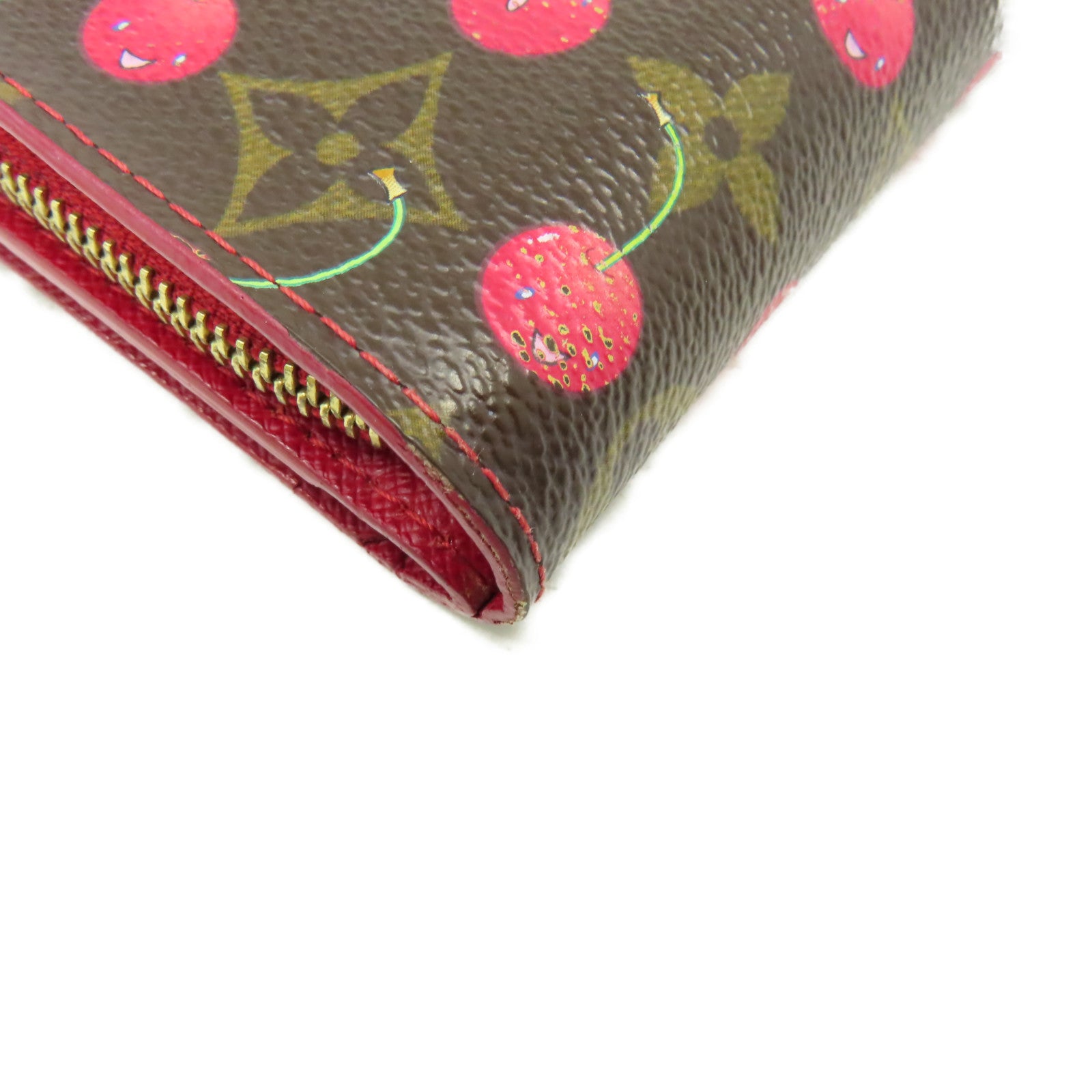 LOUIS VUITTON 【清倉大減價】Monogram Cherry Compact Zip Wallet金扣錢包啡色