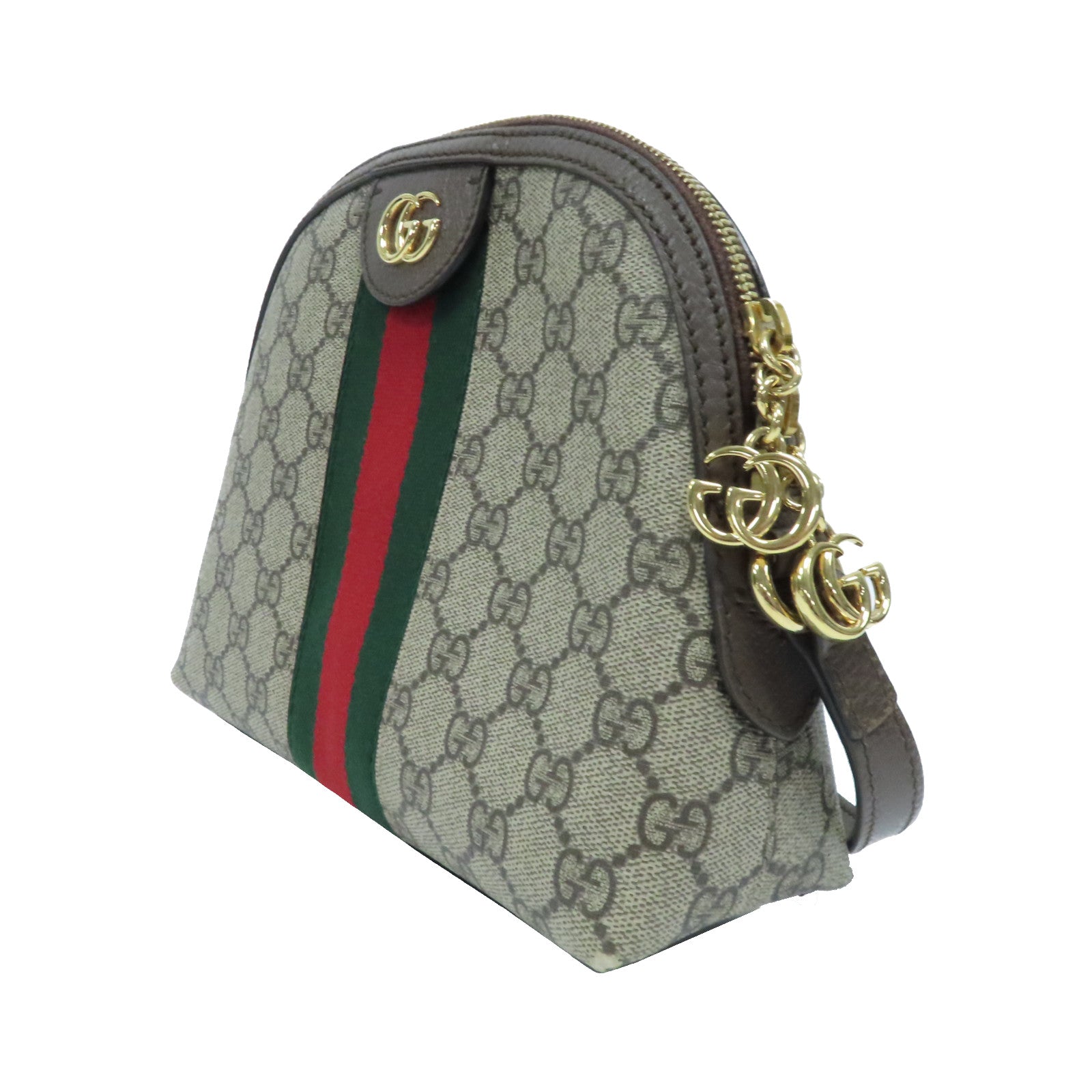 GUCCI 塗層帆布Ophidia GG金扣肩背袋啡色
