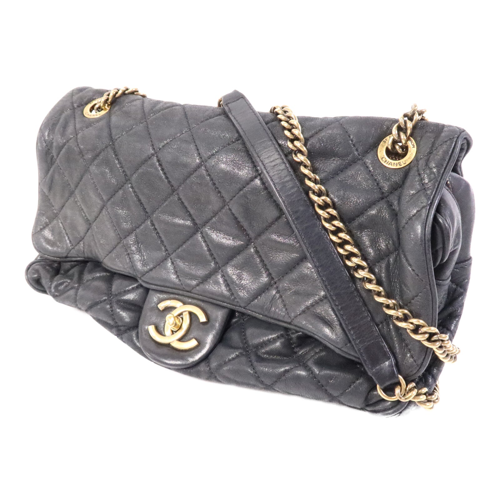 CHANEL 牛皮皮革Chain Shoulder Bag金扣鏈帶肩背袋