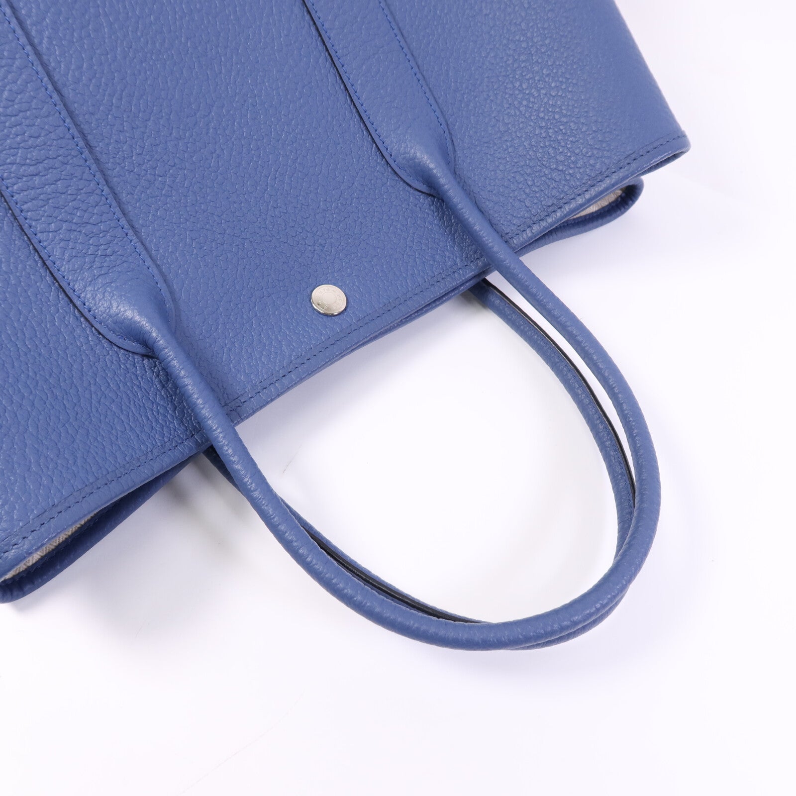HERMES Negonda皮革Garden Party 36銀扣手挽袋Bleu Agate