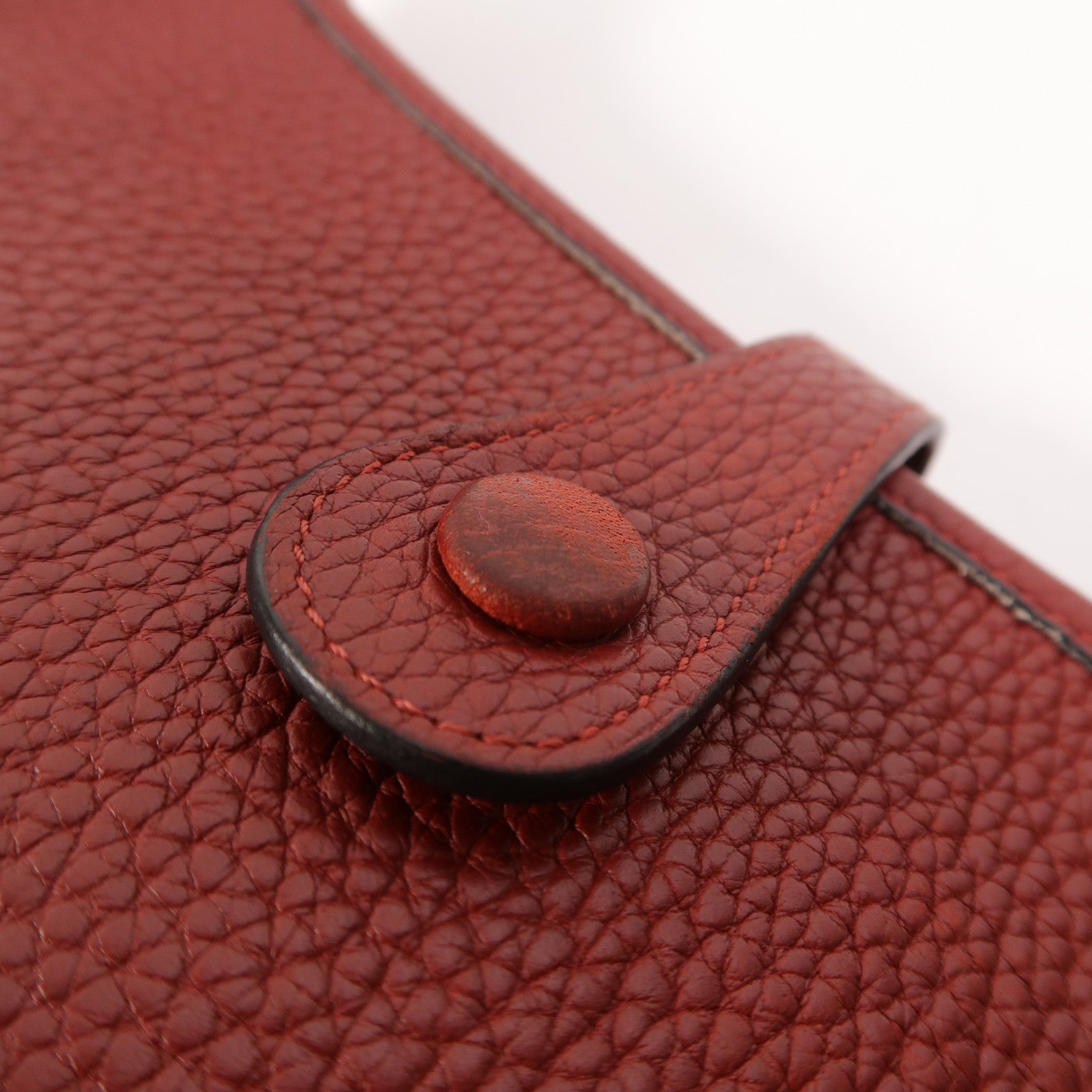 HERMES Clemence皮革Evelyne PM銀扣肩背袋Rouge H