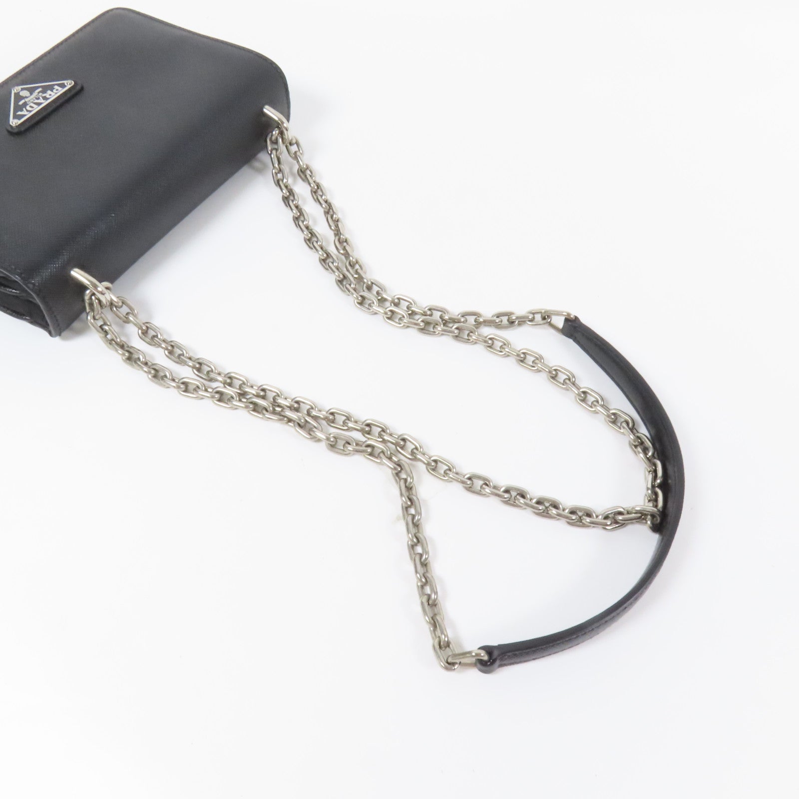 PRADA 尼龍/Saffiano皮革Shoulder Bag銀扣肩背袋