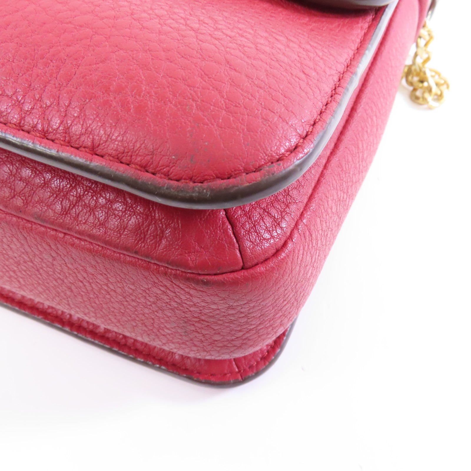 Tory Burch 牛皮皮革Chain Shoulder Bag金扣鏈帶肩背袋紅色