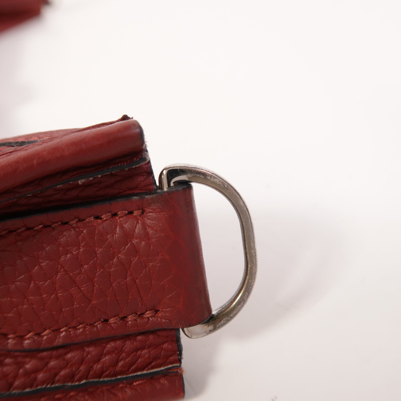 HERMES Clemence皮革Evelyne PM銀扣肩背袋Rouge H