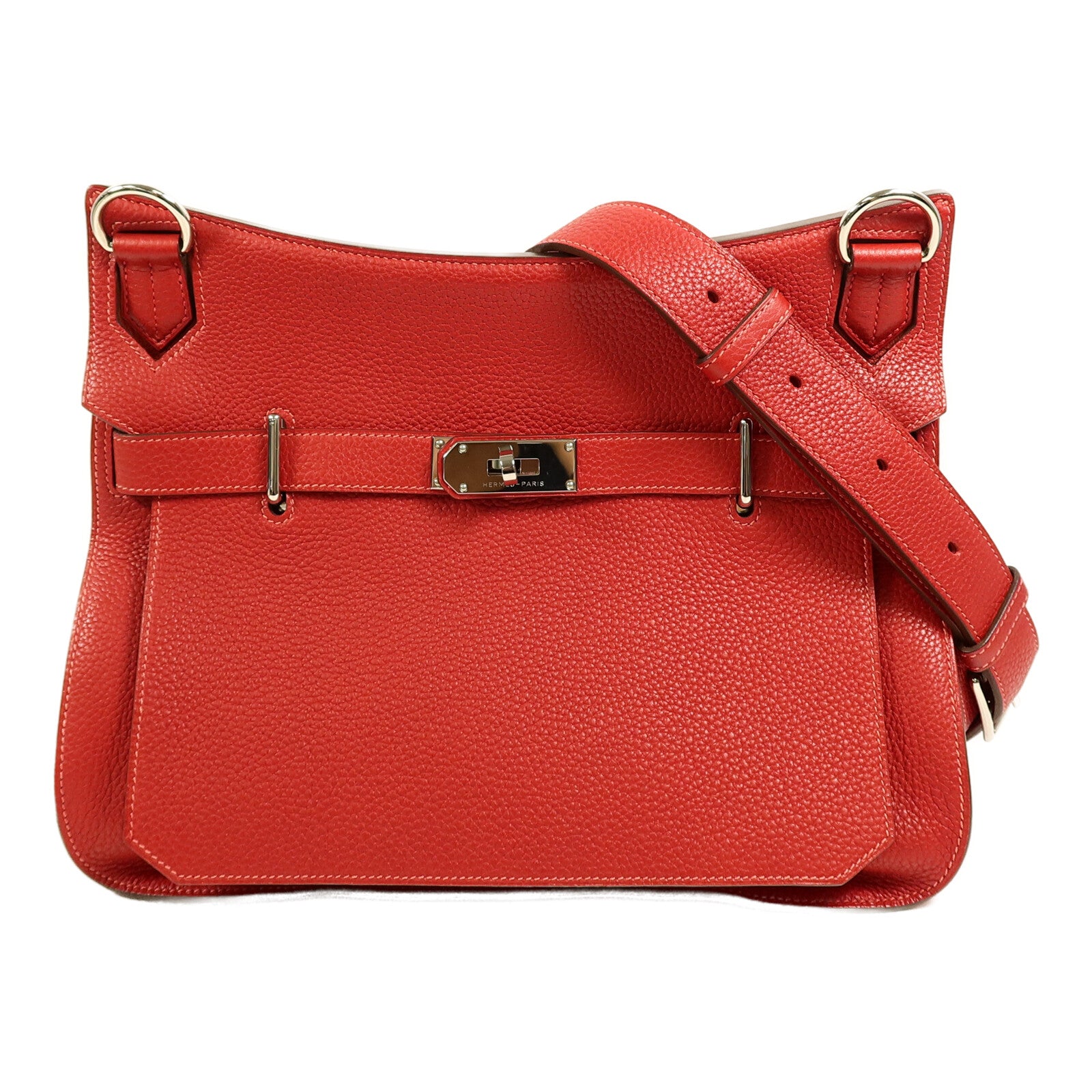 HERMES Togo皮革Jypsiere 34肩背袋Rouge Casaque