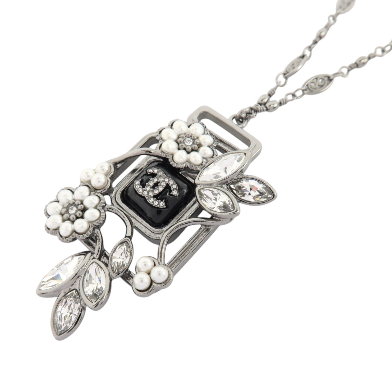 CHANEL 金屬/PVC No5 Perfume Bottle Necklace銀扣項鏈