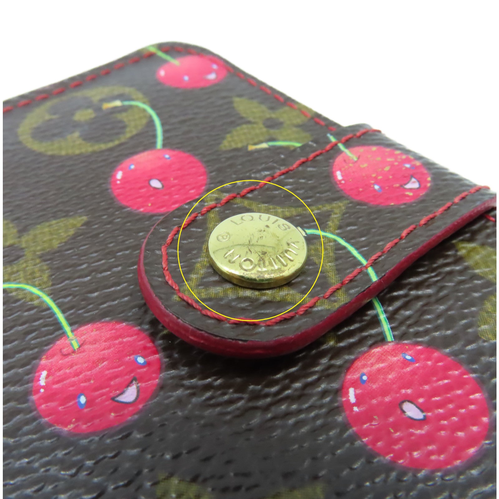 LOUIS VUITTON 【清倉大減價】Monogram Cherry Compact Zip Wallet金扣錢包啡色