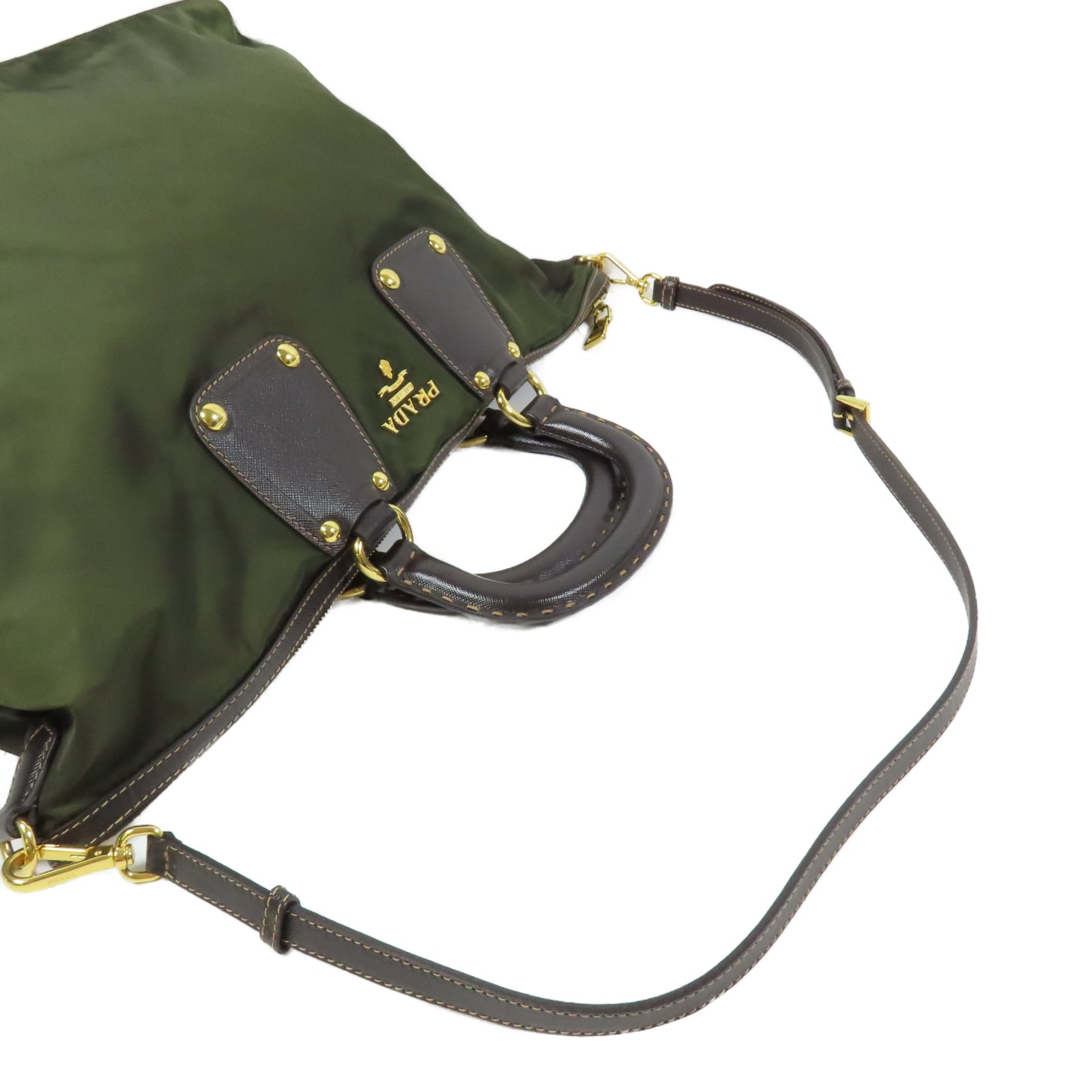 PRADA 尼龍Shoulder Bag金扣手挽肩背兩用袋綠色