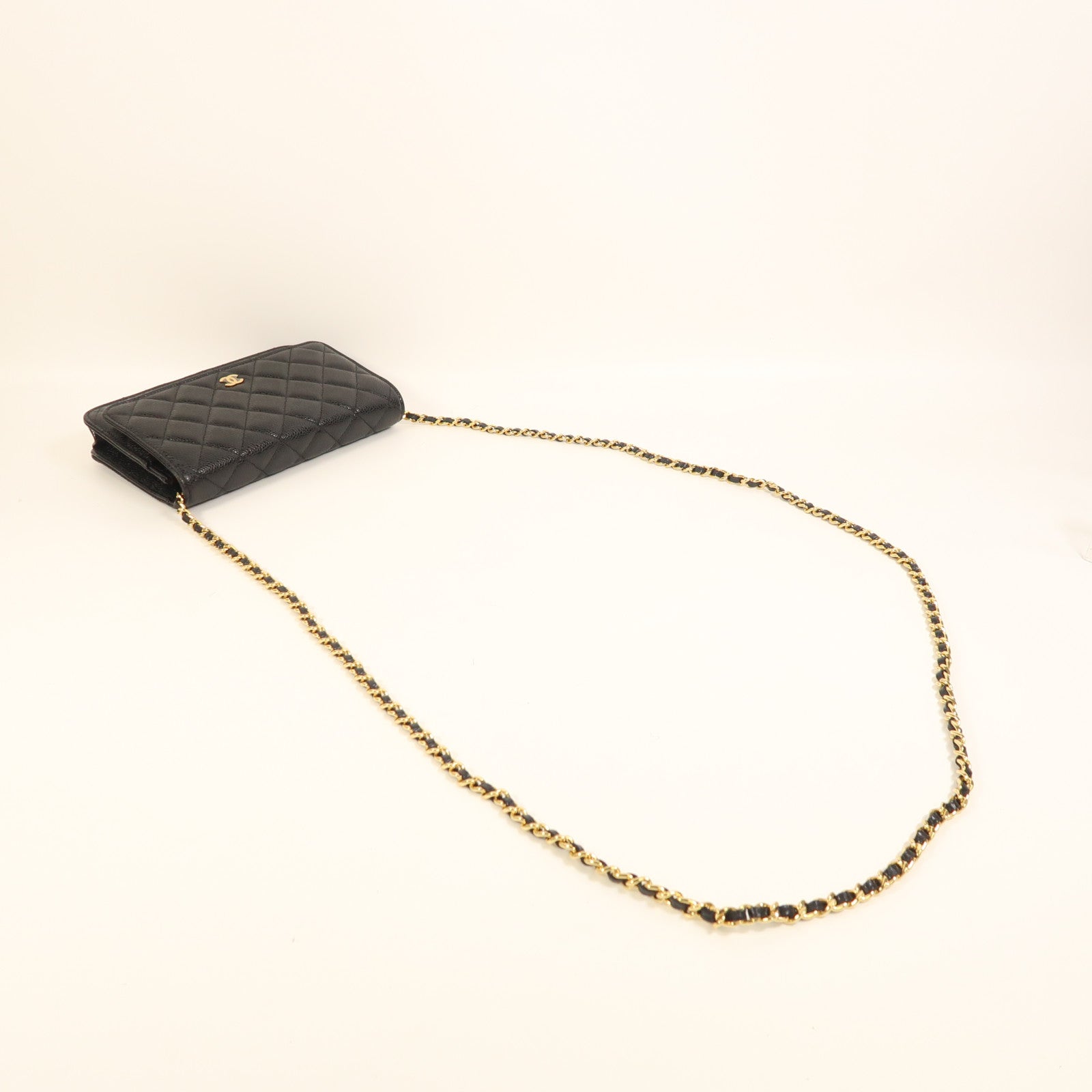 CHANEL 牛皮皮革WOC Wallet On Chain金扣鏈帶肩背袋