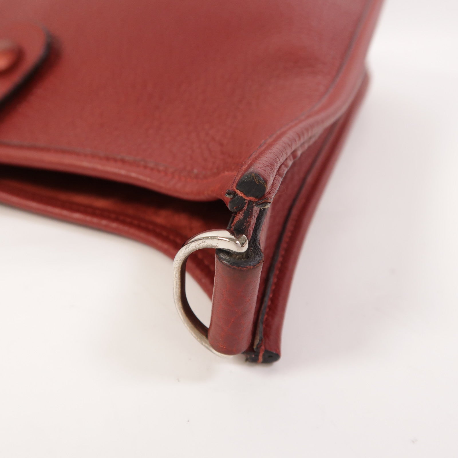 HERMES Clemence皮革Evelyne PM銀扣肩背袋Rouge H