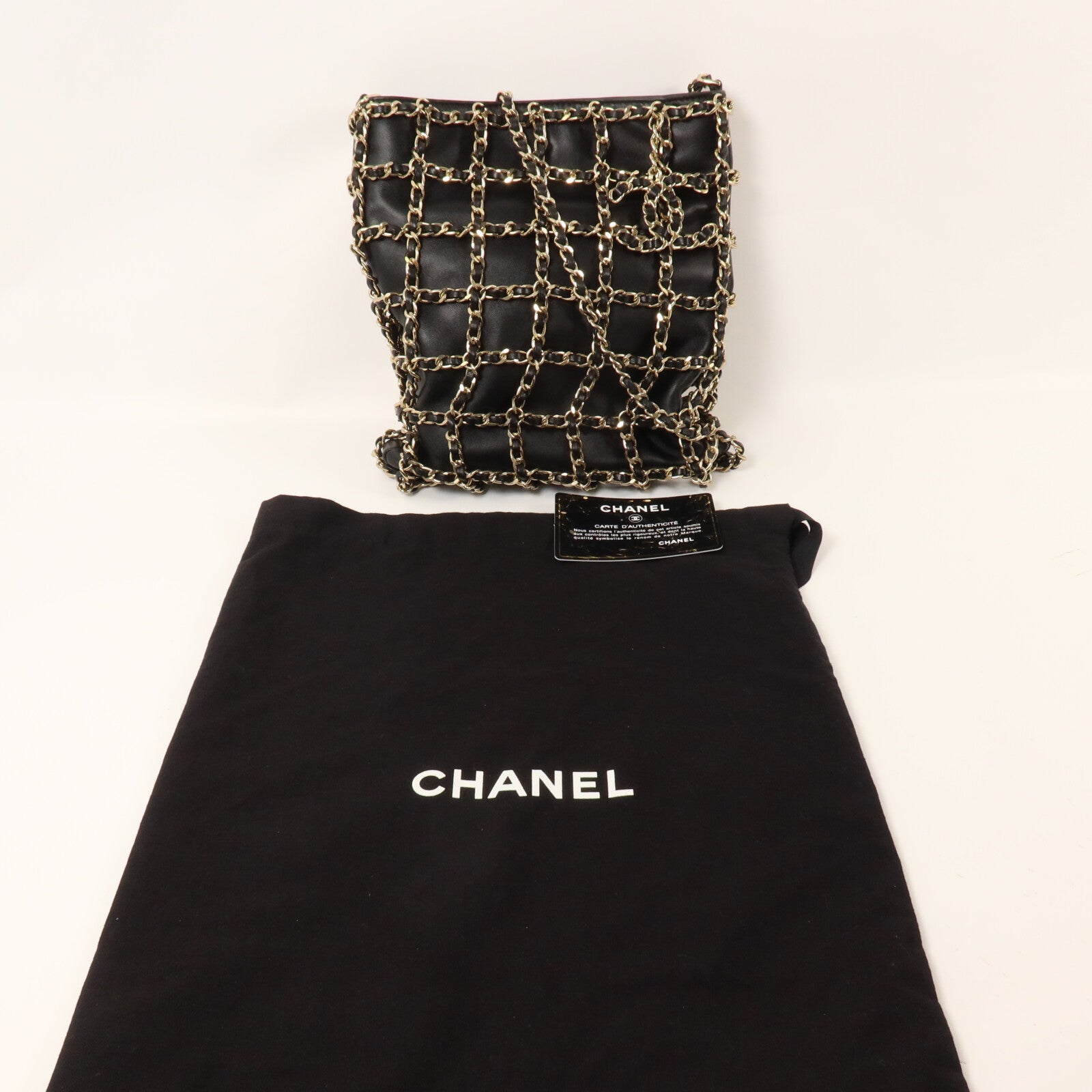 CHANEL 羊皮皮革Cage Shopping Bag鏈帶肩背袋