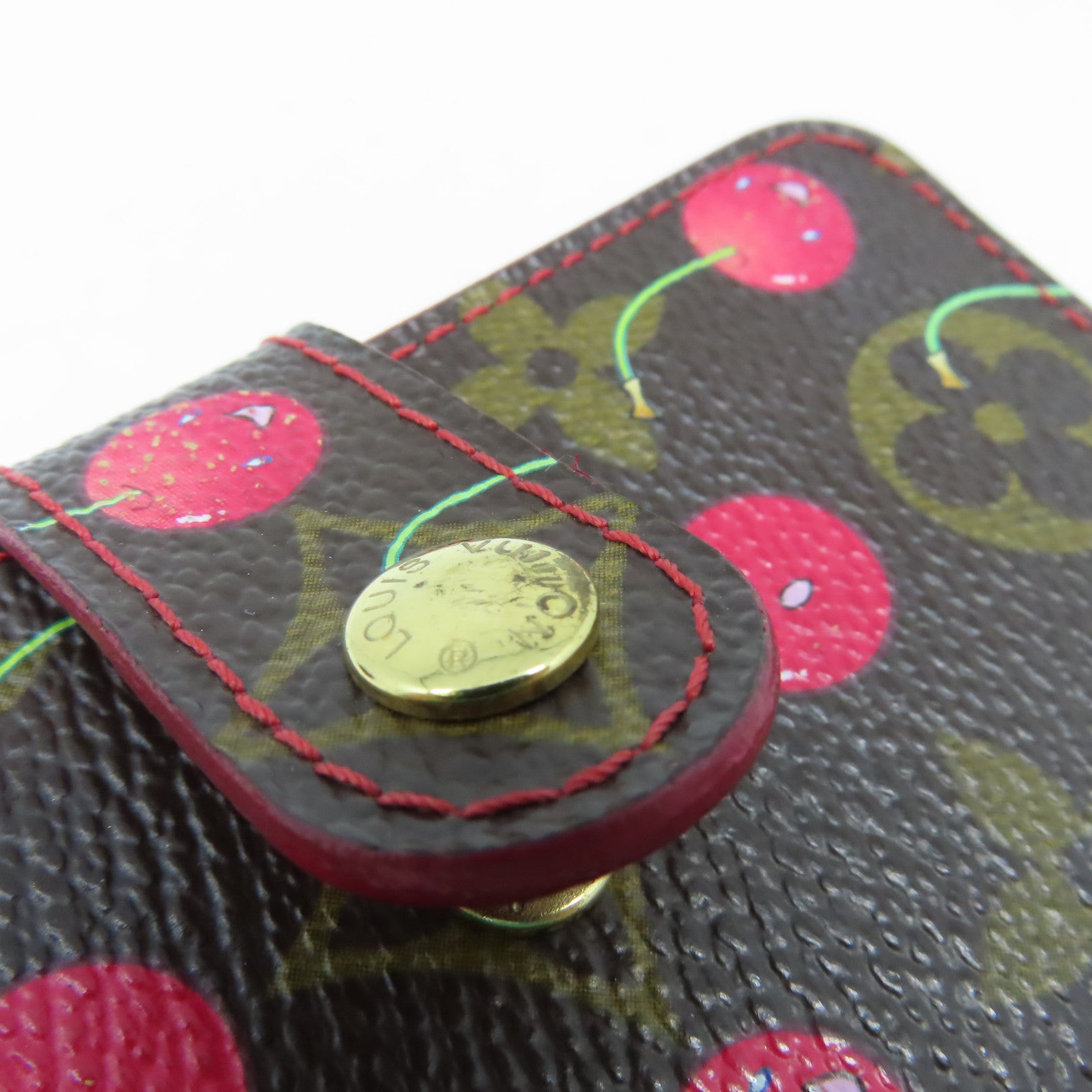 LOUIS VUITTON 【清倉大減價】Monogram Cherry Compact Zip Wallet金扣錢包啡色