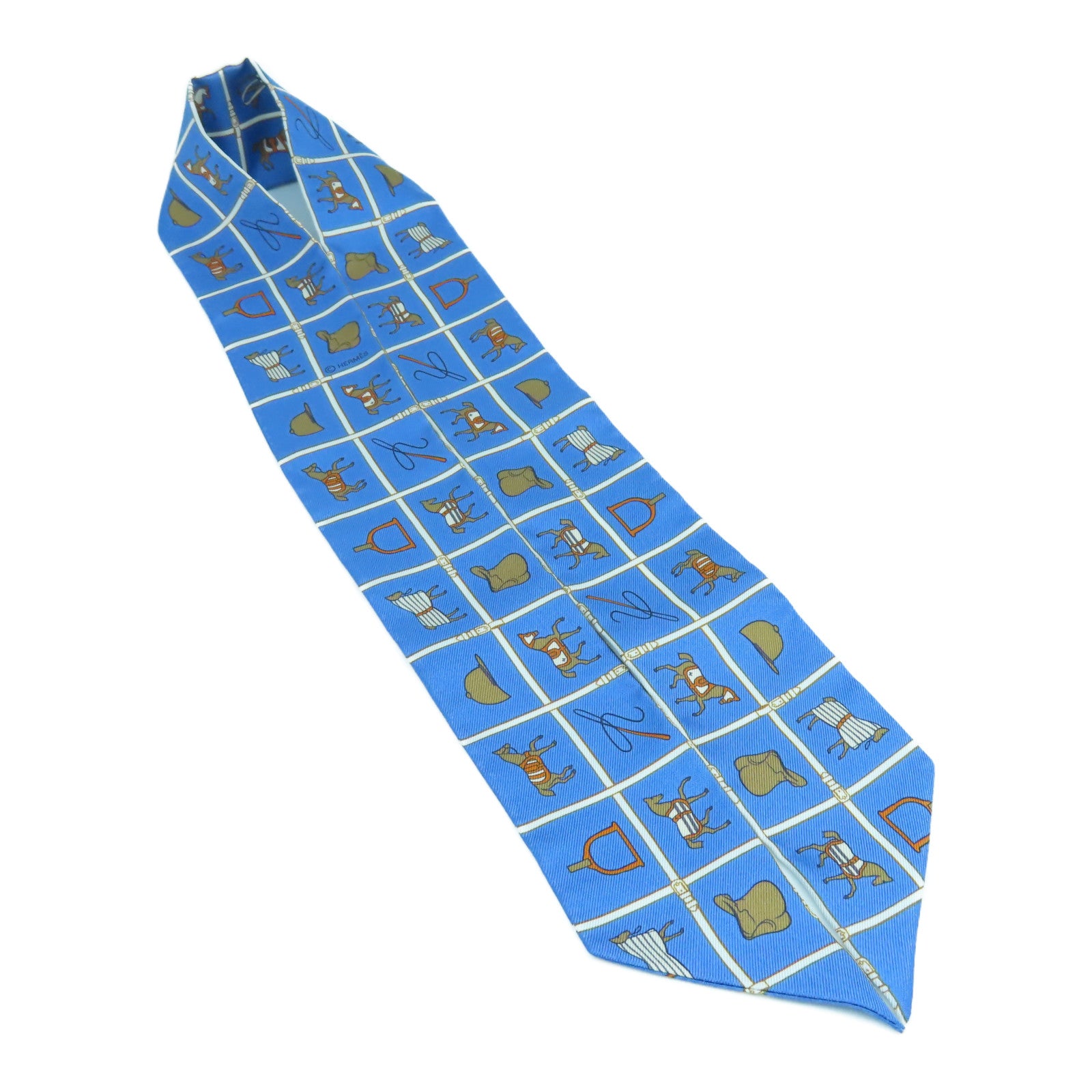 HERMES 【激減優惠】絲質Twilly Scarf絲巾淺藍色