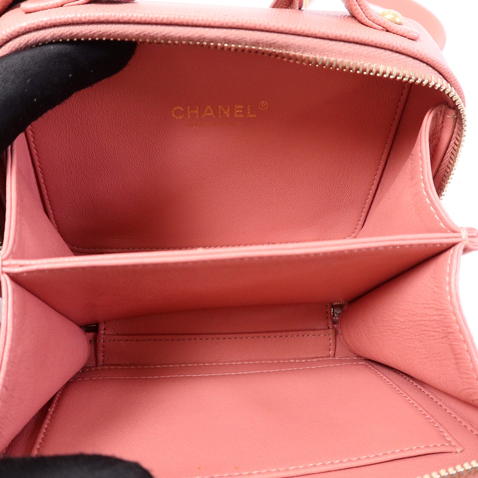 CHANEL 牛皮皮革Vanity Case 17cm鏈帶手挽肩背兩用袋