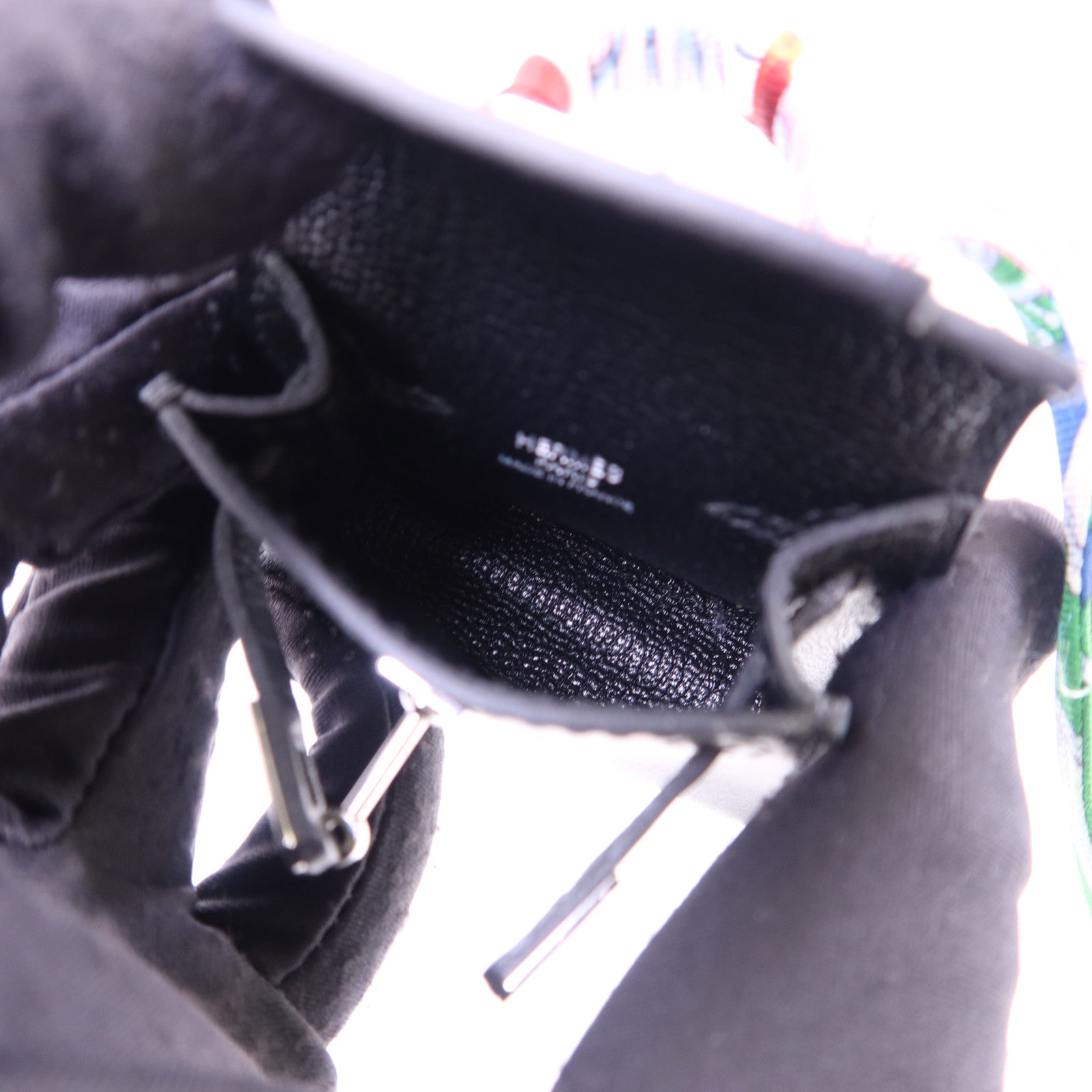 HERMES Tadelakt皮革Kelly Bag Charm 銀扣掛飾Noir