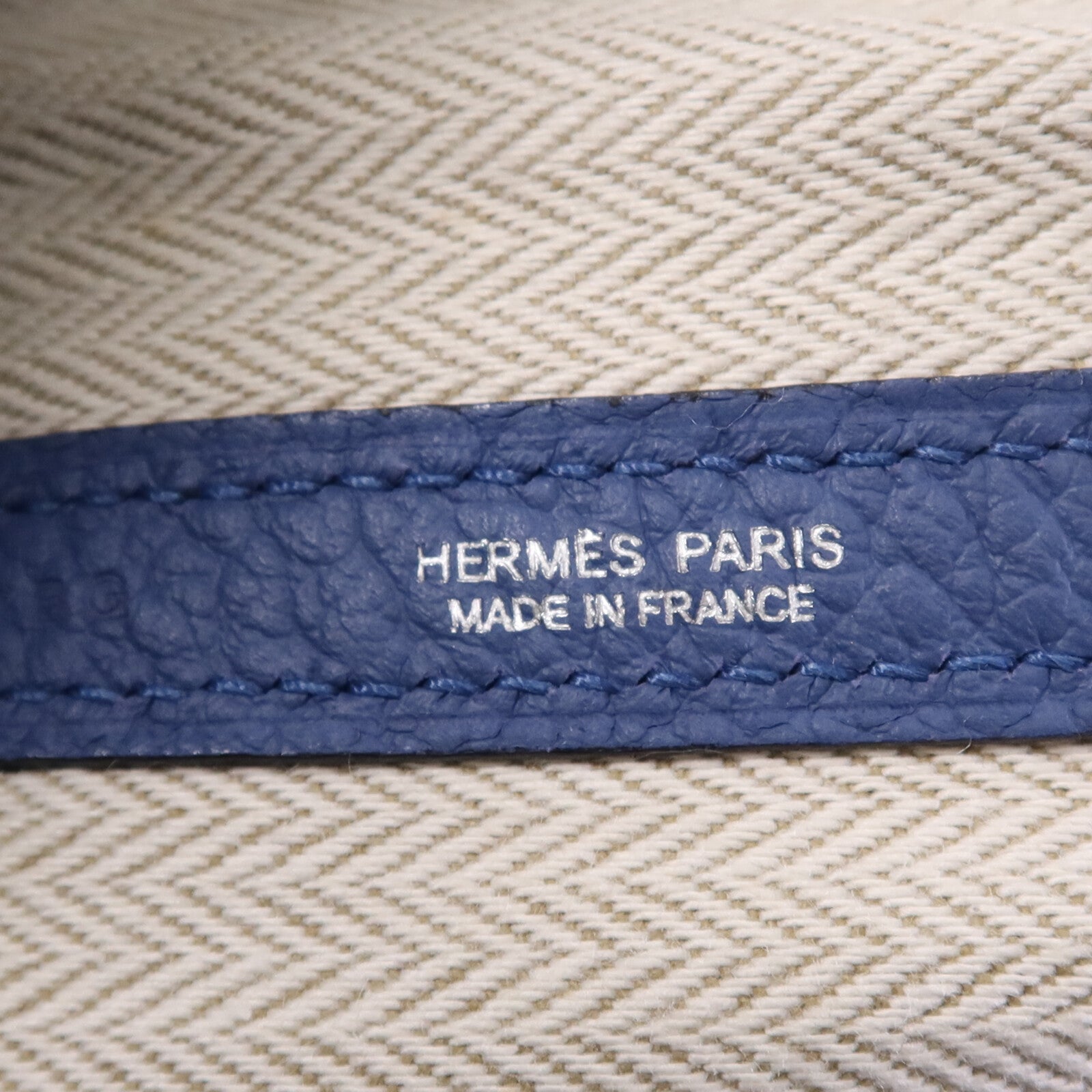 HERMES Negonda皮革Garden Party 36銀扣手挽袋Bleu Agate