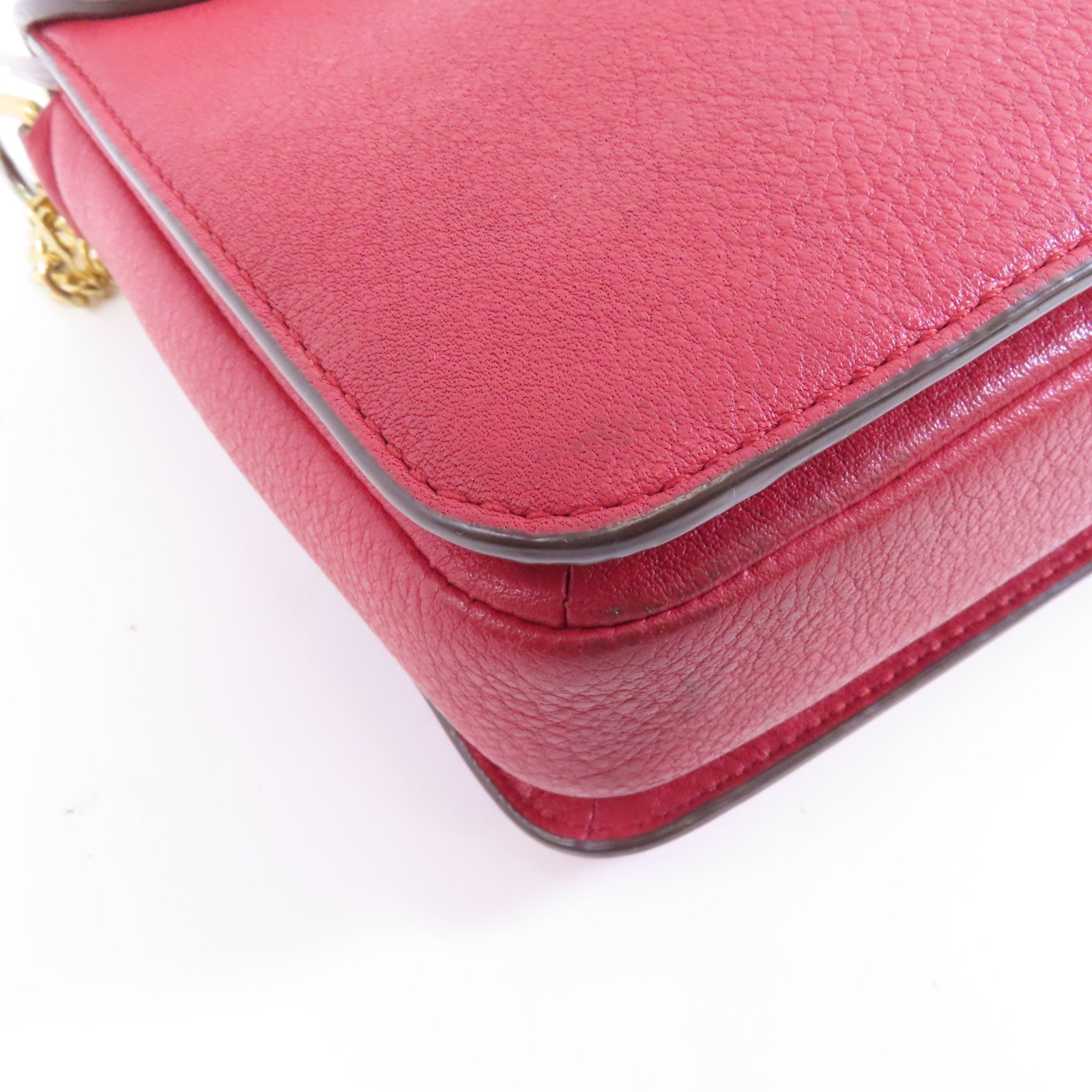 Tory Burch 牛皮皮革Chain Shoulder Bag金扣鏈帶肩背袋紅色