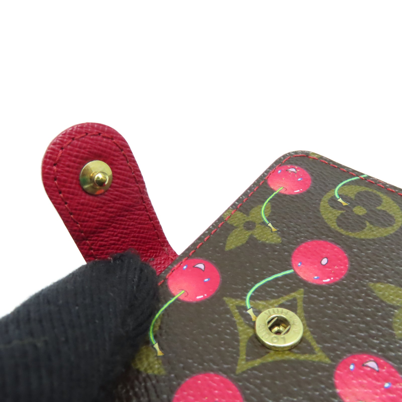 LOUIS VUITTON 【清倉大減價】Monogram Cherry Compact Zip Wallet金扣錢包啡色