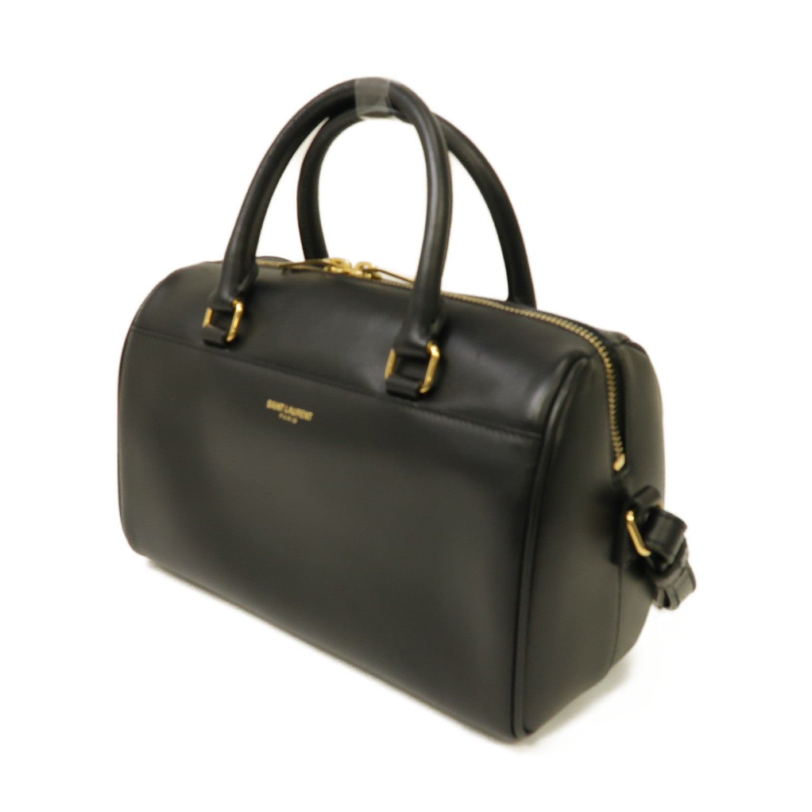 YVES SAINT LAURENT 牛皮皮革 2 Way Bag 金扣手挽肩背兩用袋黑色