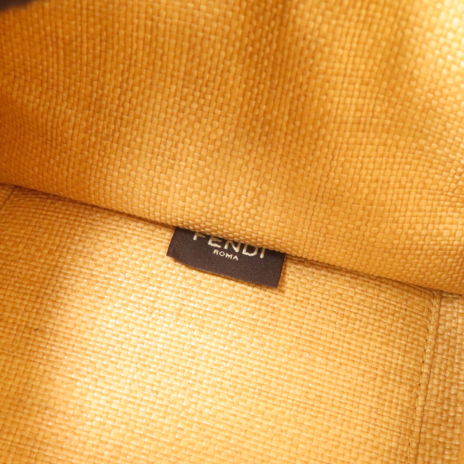 FENDI Woven Straw Sunshine Medium Tote金扣手挽肩背兩用袋淺褐色