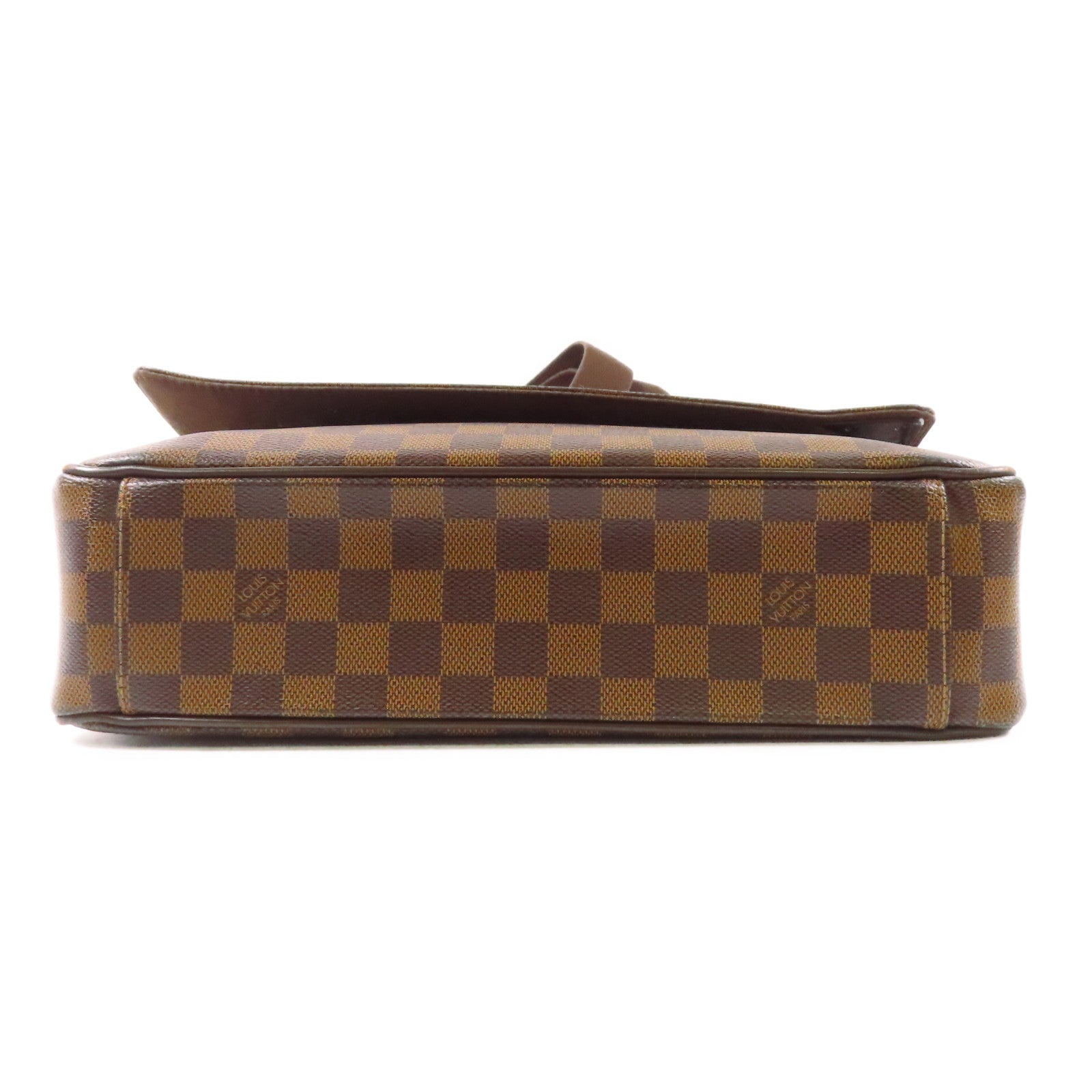 LOUIS VUITTON Damier Shelton MM金扣肩背袋棕色