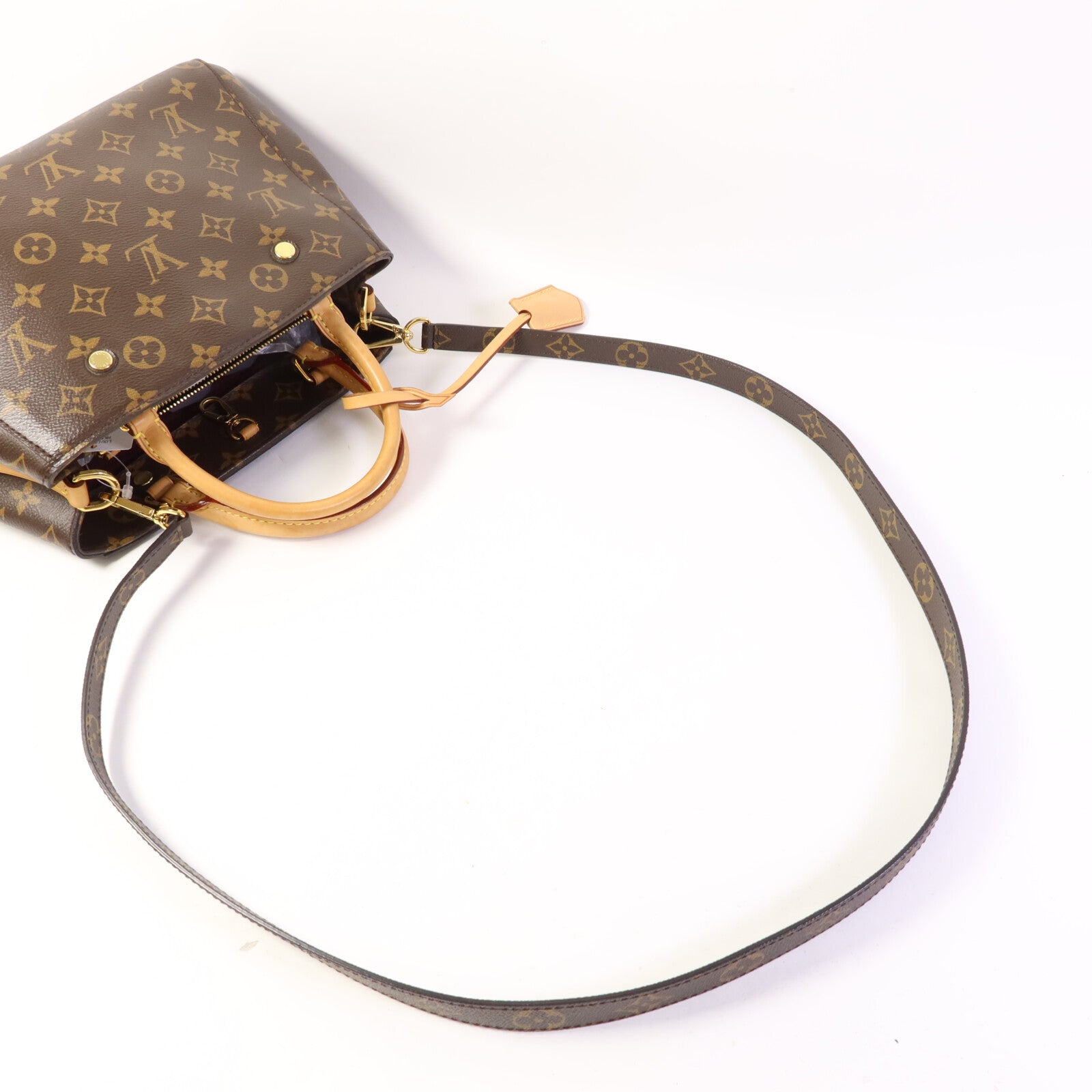 LOUIS VUITTON Monogram Montaigne BB金扣手挽肩背兩用袋棕色