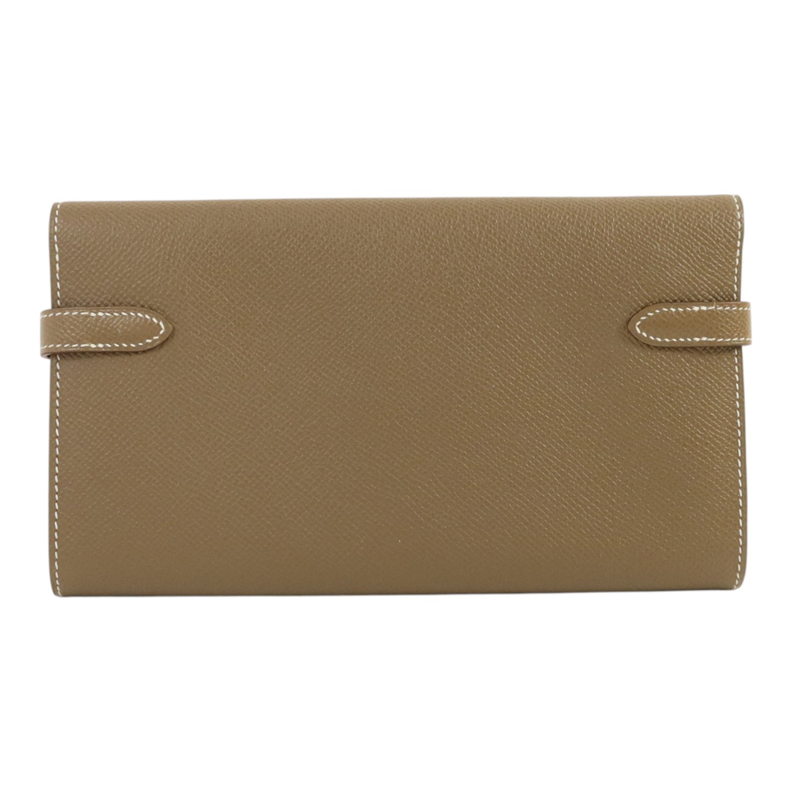 HERMES Epsom皮革Kelly Long Wallet銀扣長錢包Etoupe