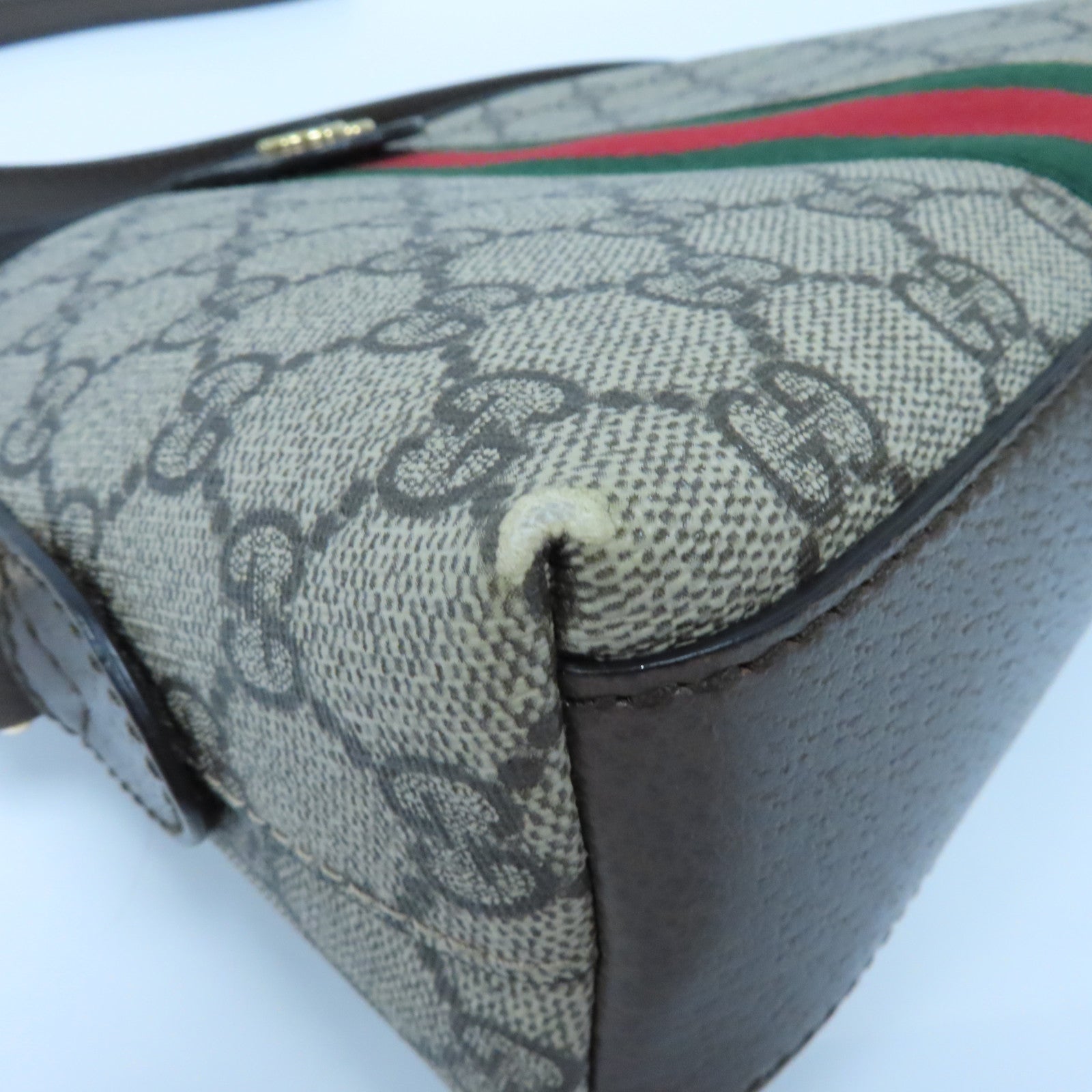 GUCCI 塗層帆布Ophidia GG金扣肩背袋啡色