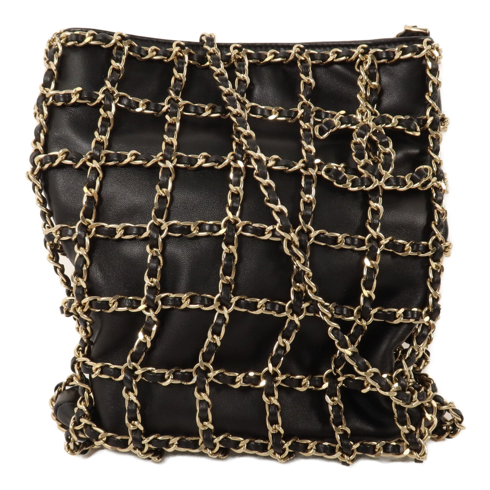 CHANEL 羊皮皮革Cage Shopping Bag鏈帶肩背袋