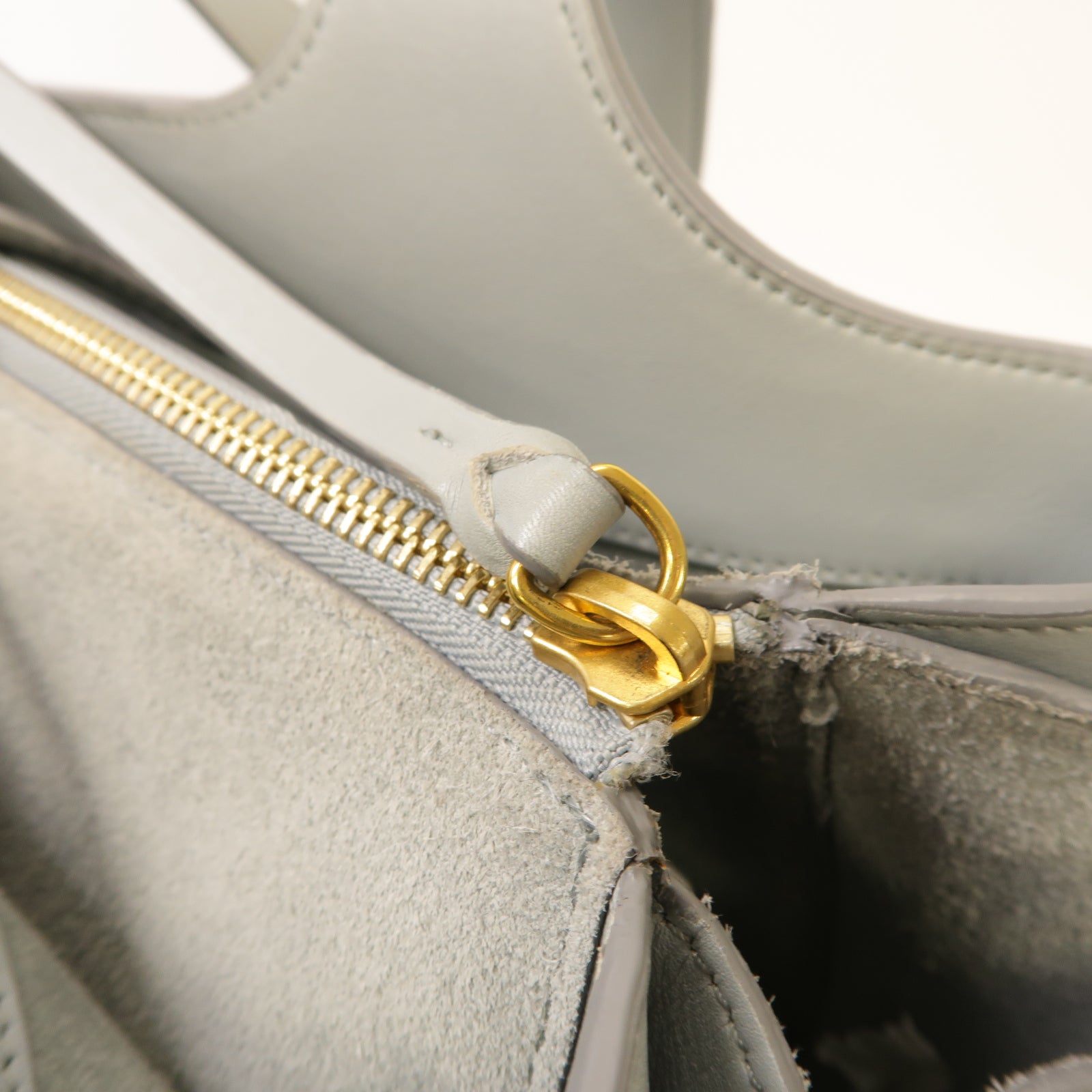 CELINE 牛皮皮革Tri Fold Bag金扣手挽袋淺藍色
