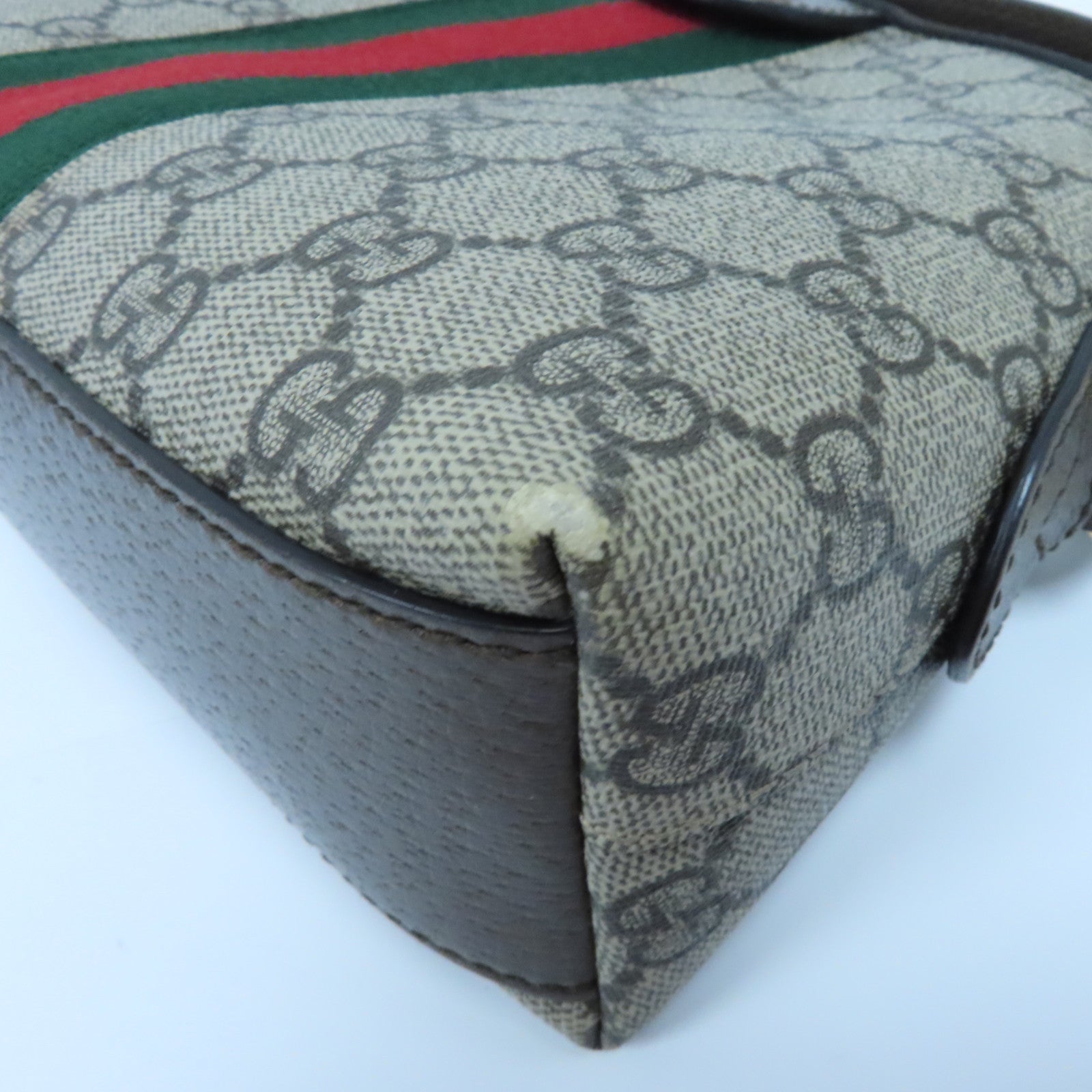 GUCCI 塗層帆布Ophidia GG金扣肩背袋啡色