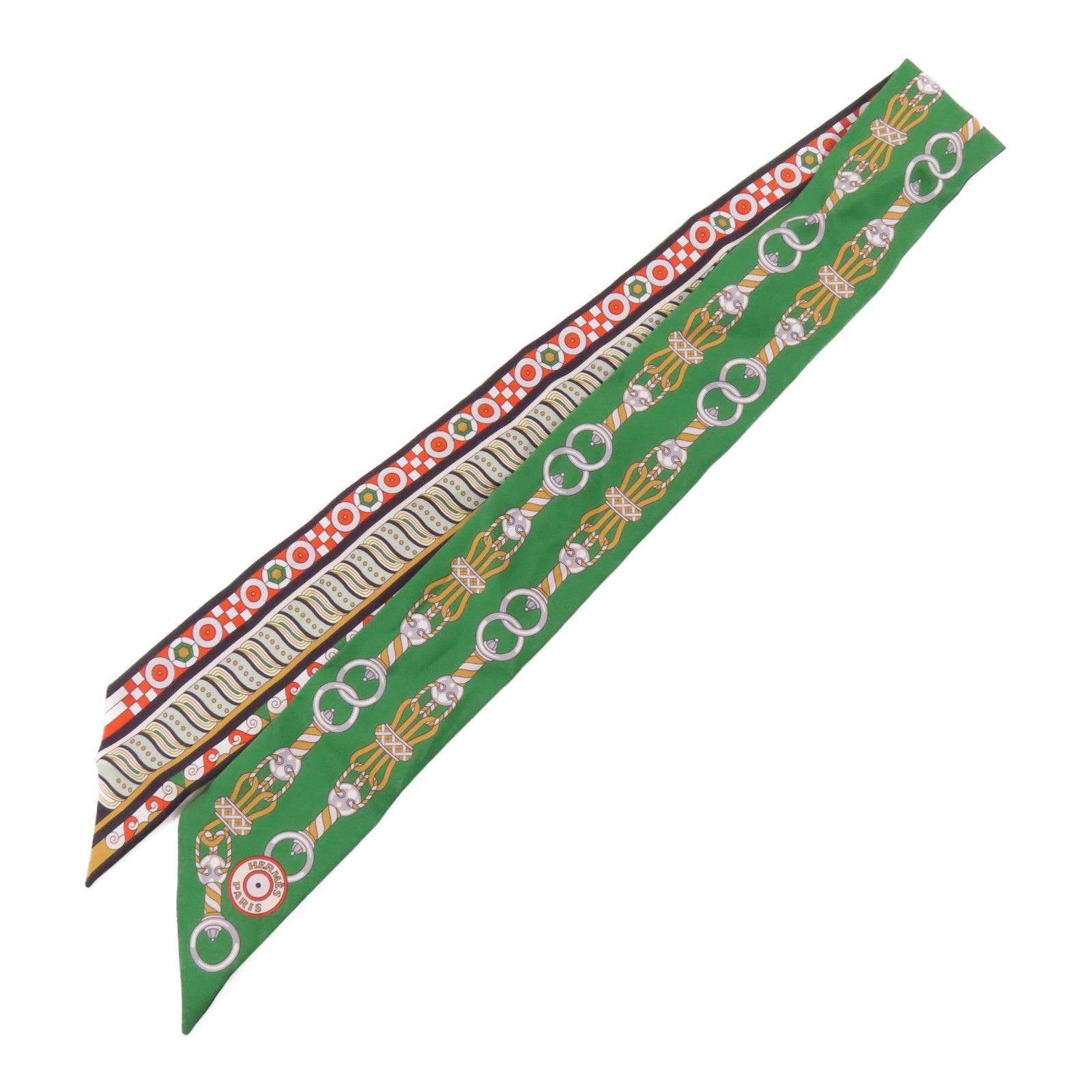 HERMES Twilly Scarf Scarves Silk Green