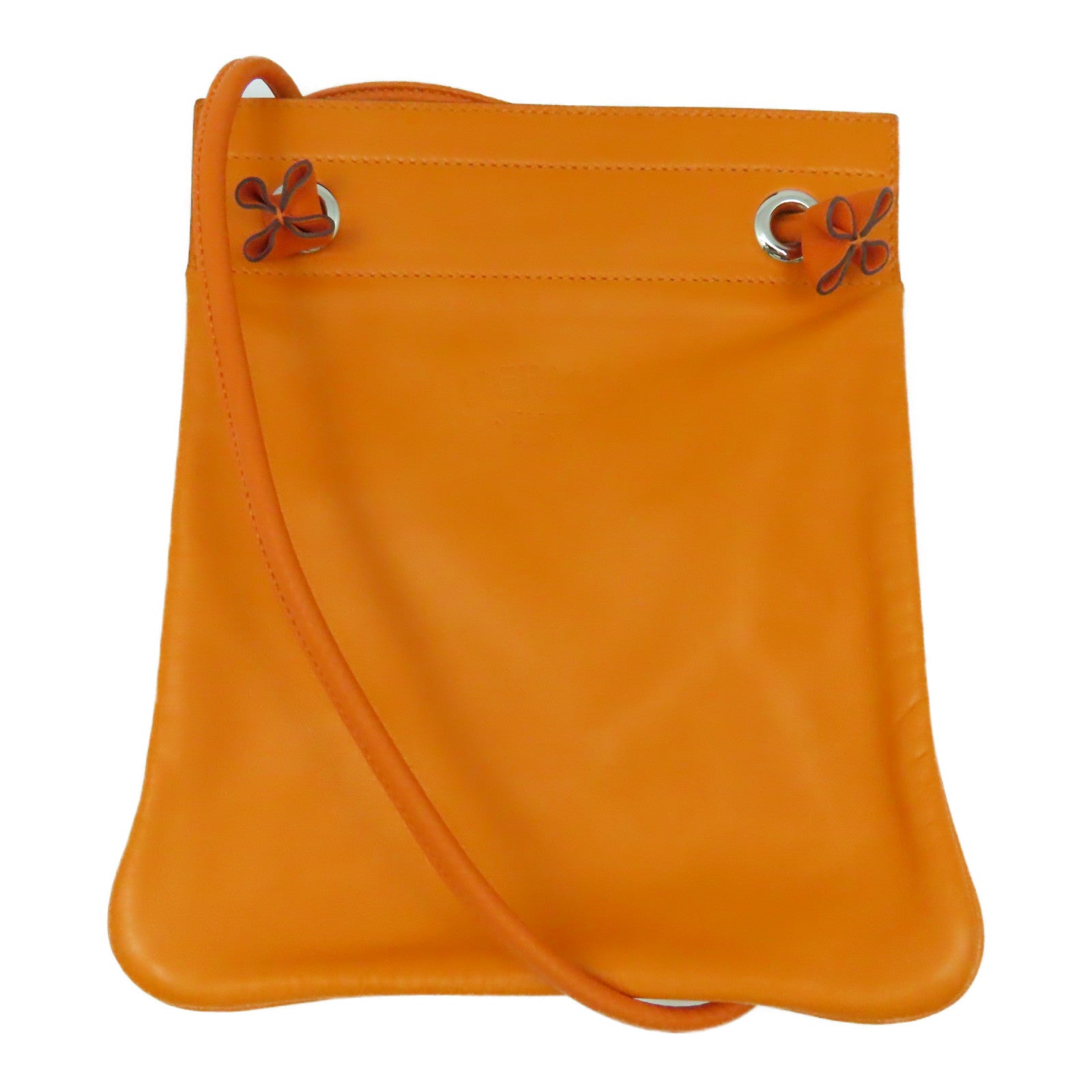 HERMES Veau Swift皮革Aline银扣肩背袋经典橘色