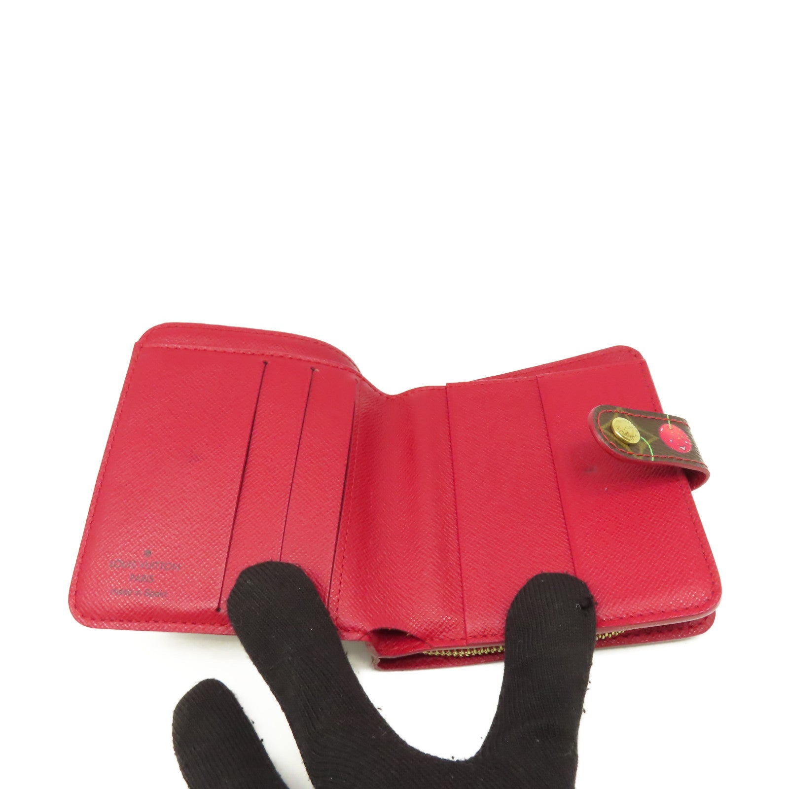 LOUIS VUITTON 【清倉大減價】Monogram Cherry Compact Zip Wallet金扣錢包啡色