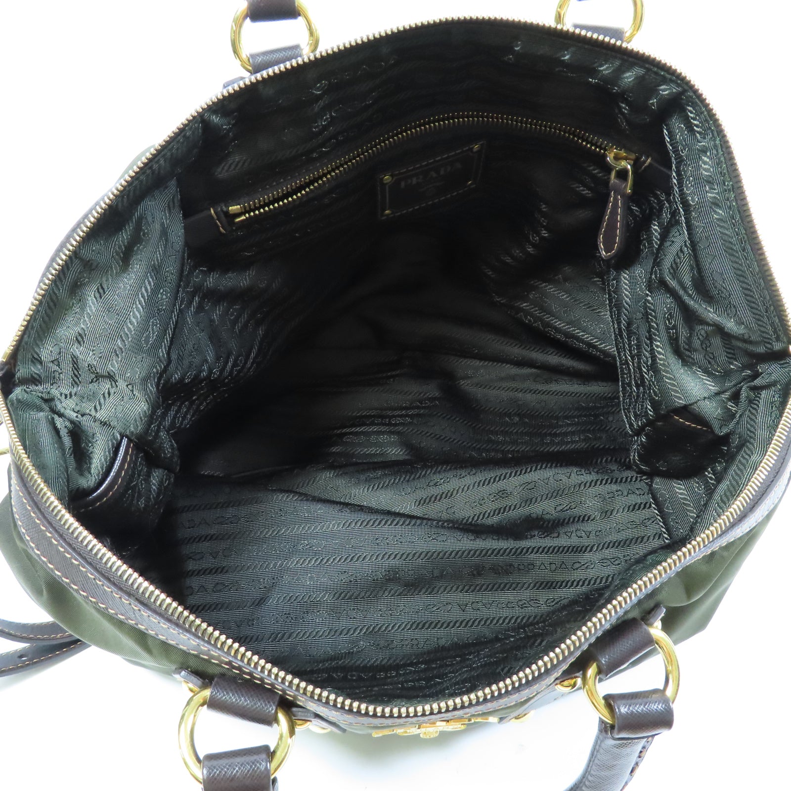 PRADA 尼龍Shoulder Bag金扣手挽肩背兩用袋綠色