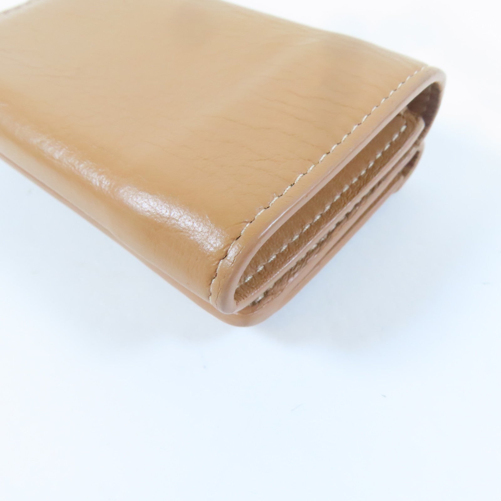 BALENCIAGA 羊皮皮革Trifold Wallet銀扣錢包杏色