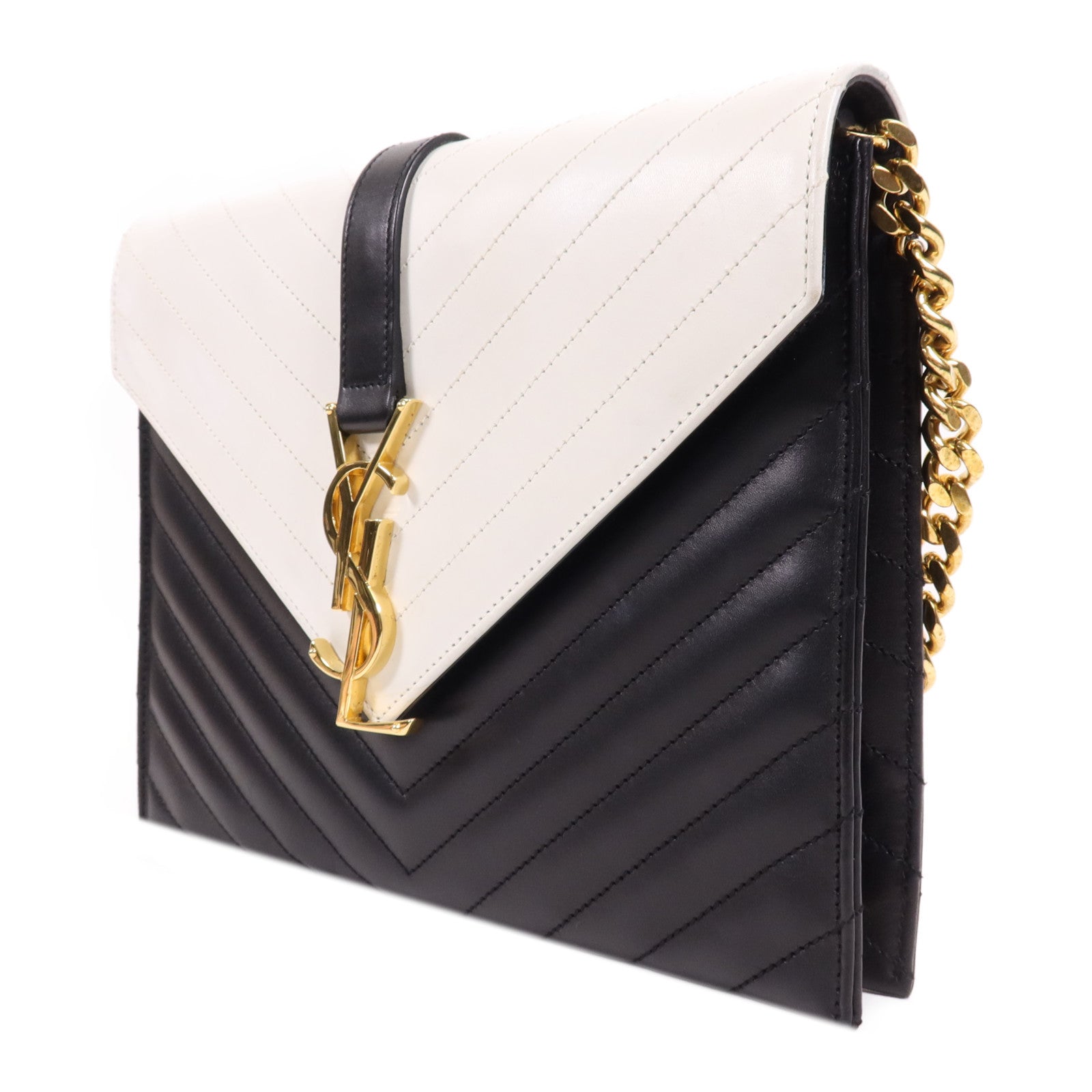 SAINT LAURENT 牛皮皮革Chain Shoulder金扣鏈帶肩背袋