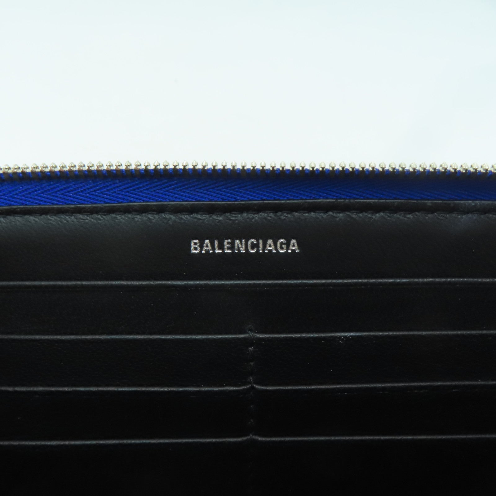 BALENCIAGA 【清倉大減價】牛皮皮革Long Wallet銀扣長錢包藍色