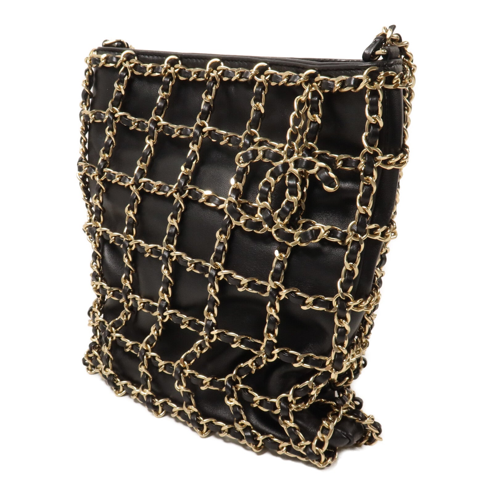 CHANEL 羊皮皮革Cage Shopping Bag鏈帶肩背袋