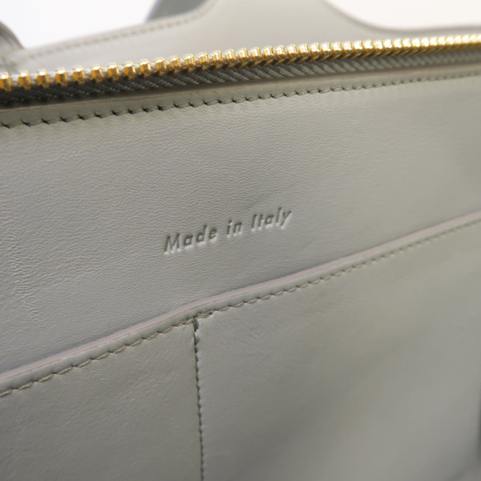 CELINE 牛皮皮革Tri Fold Bag金扣手挽袋淺藍色