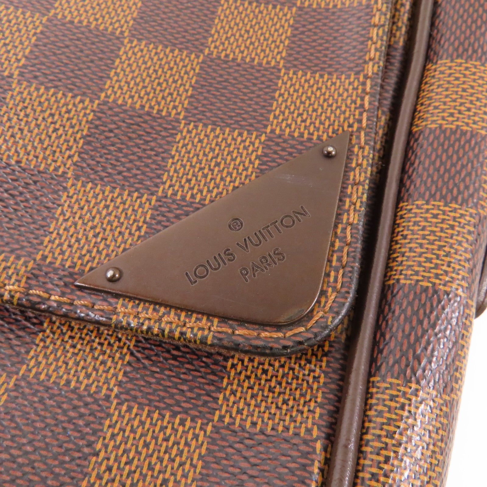LOUIS VUITTON Damier Shelton MM金扣肩背袋棕色