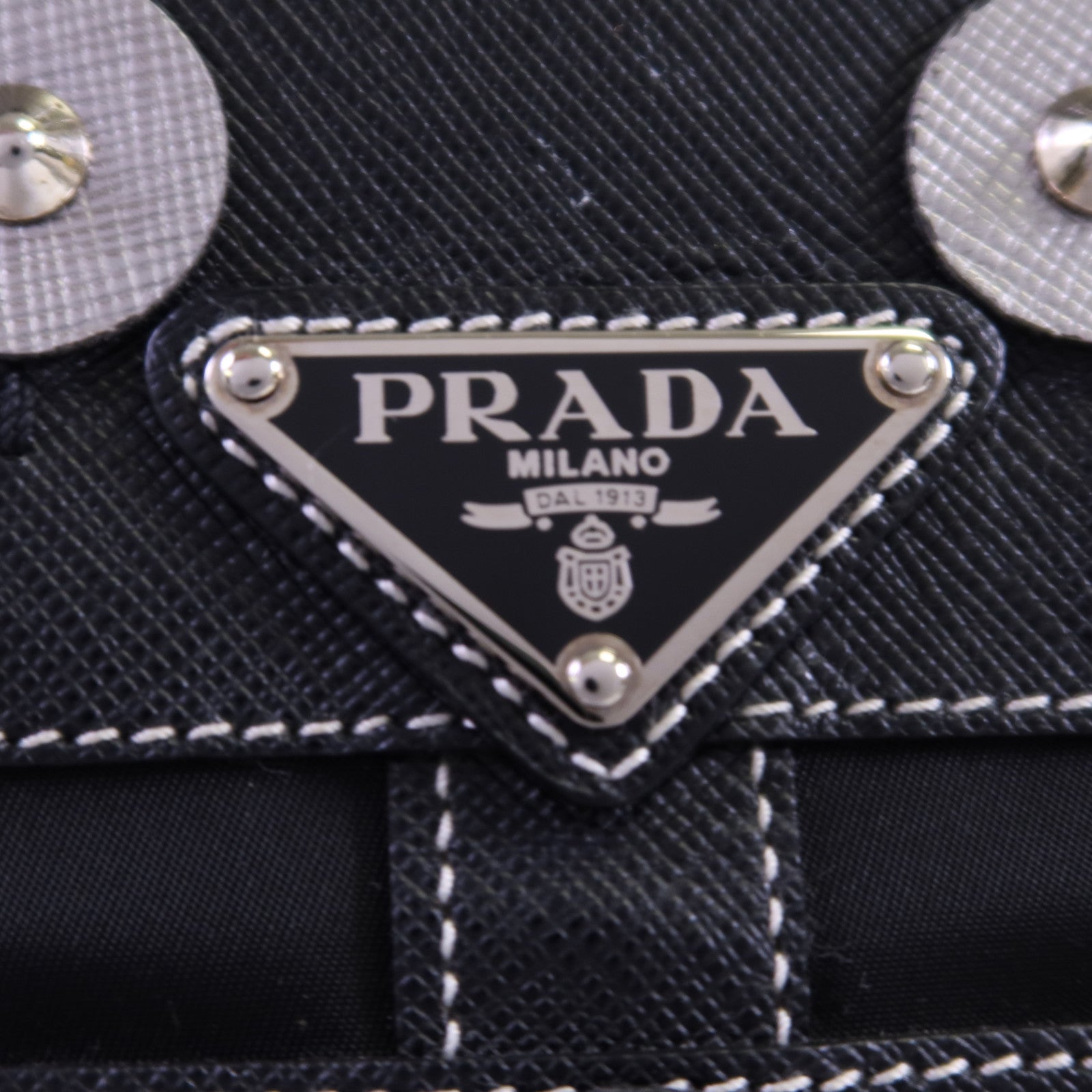 PRADA 尼龍Tote Bag銀扣肩背袋