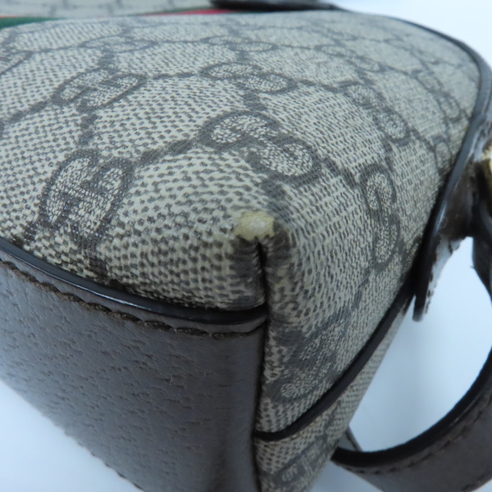 GUCCI 塗層帆布Ophidia GG金扣肩背袋啡色