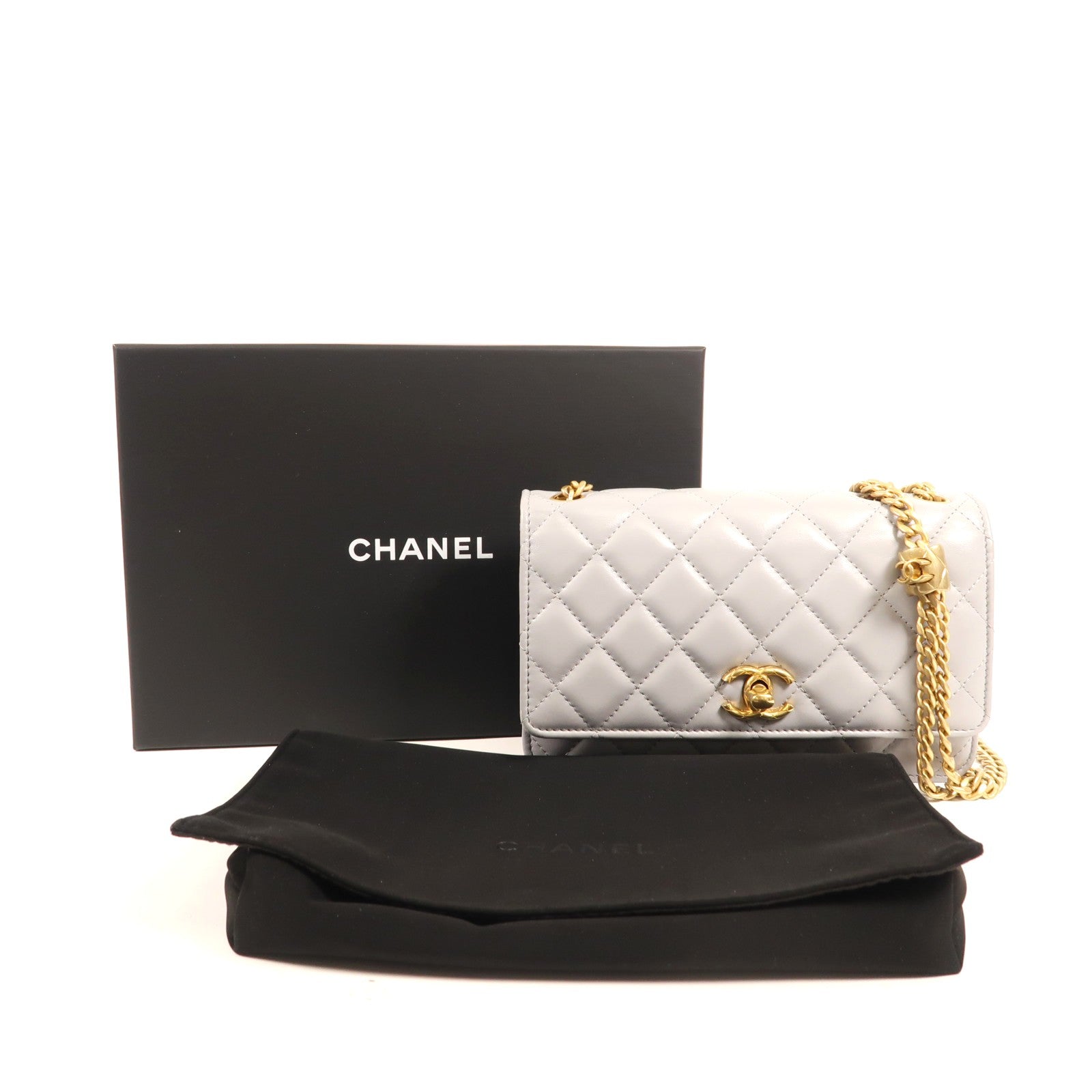 CHANEL 羊皮皮革WOC Wallet On Chain金扣鏈帶肩背袋