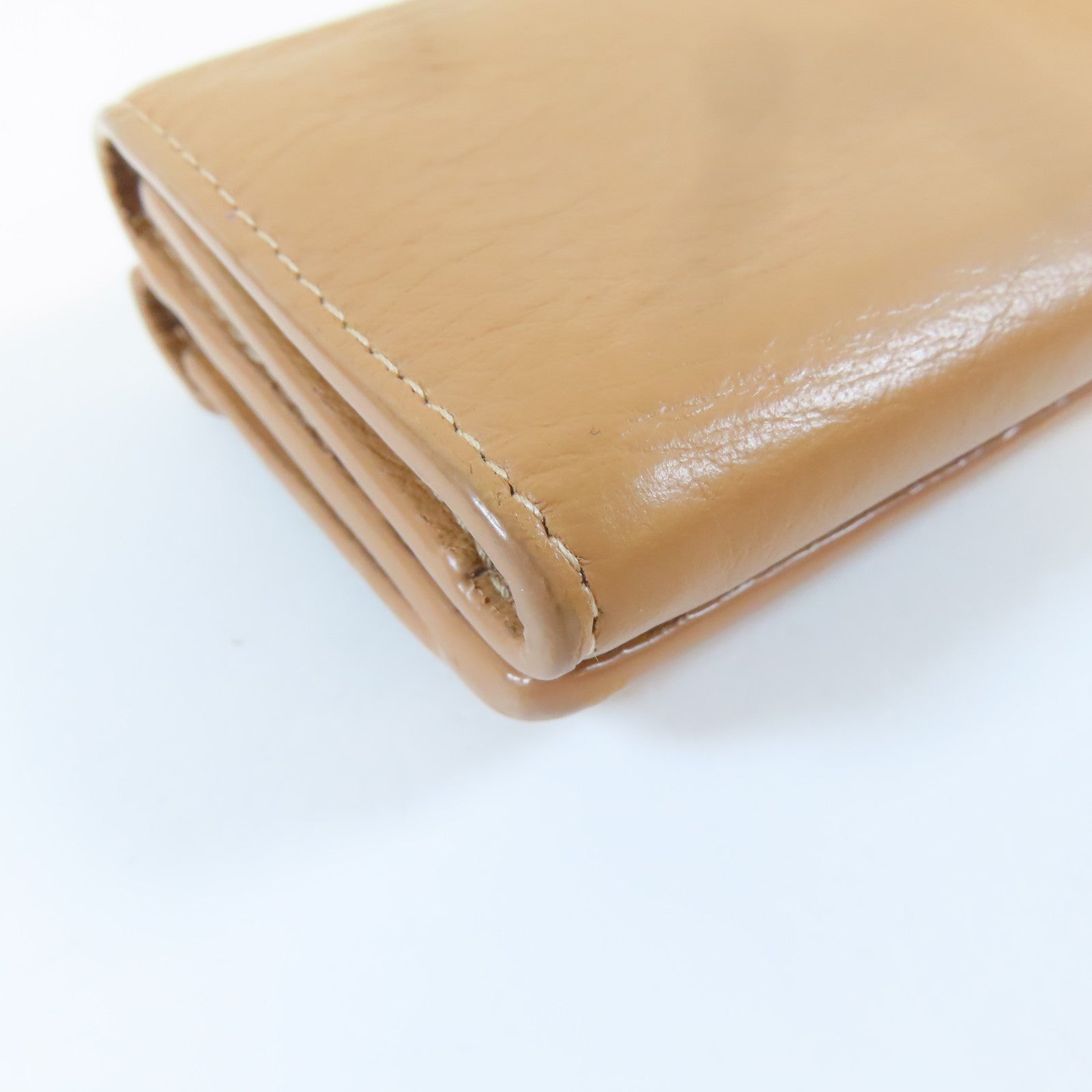 BALENCIAGA 羊皮皮革Trifold Wallet銀扣錢包杏色
